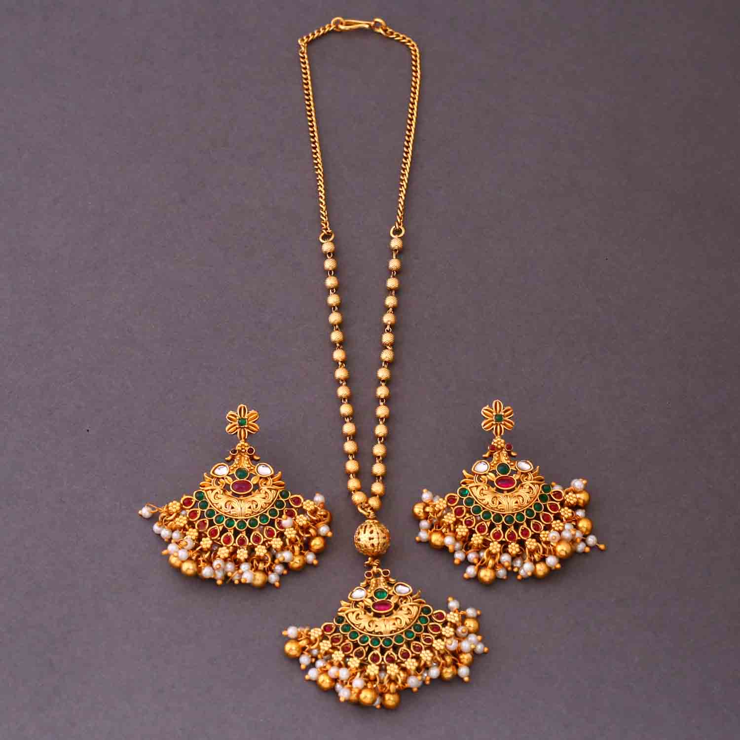 Golden Sunhairi Antique Pendant Set - New Arrival - Image 3