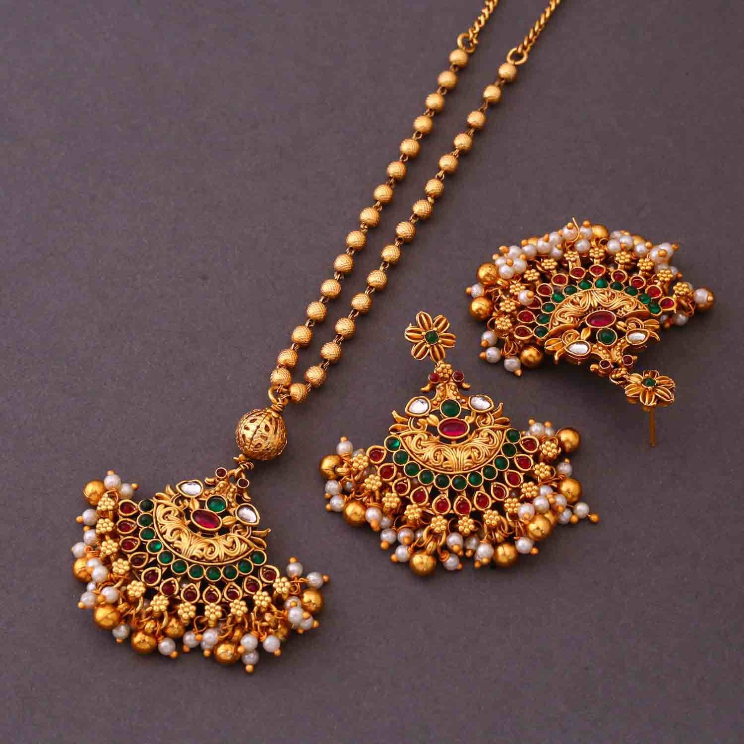 Golden Sunhairi Antique Pendant Set - New Arrival - Image 4