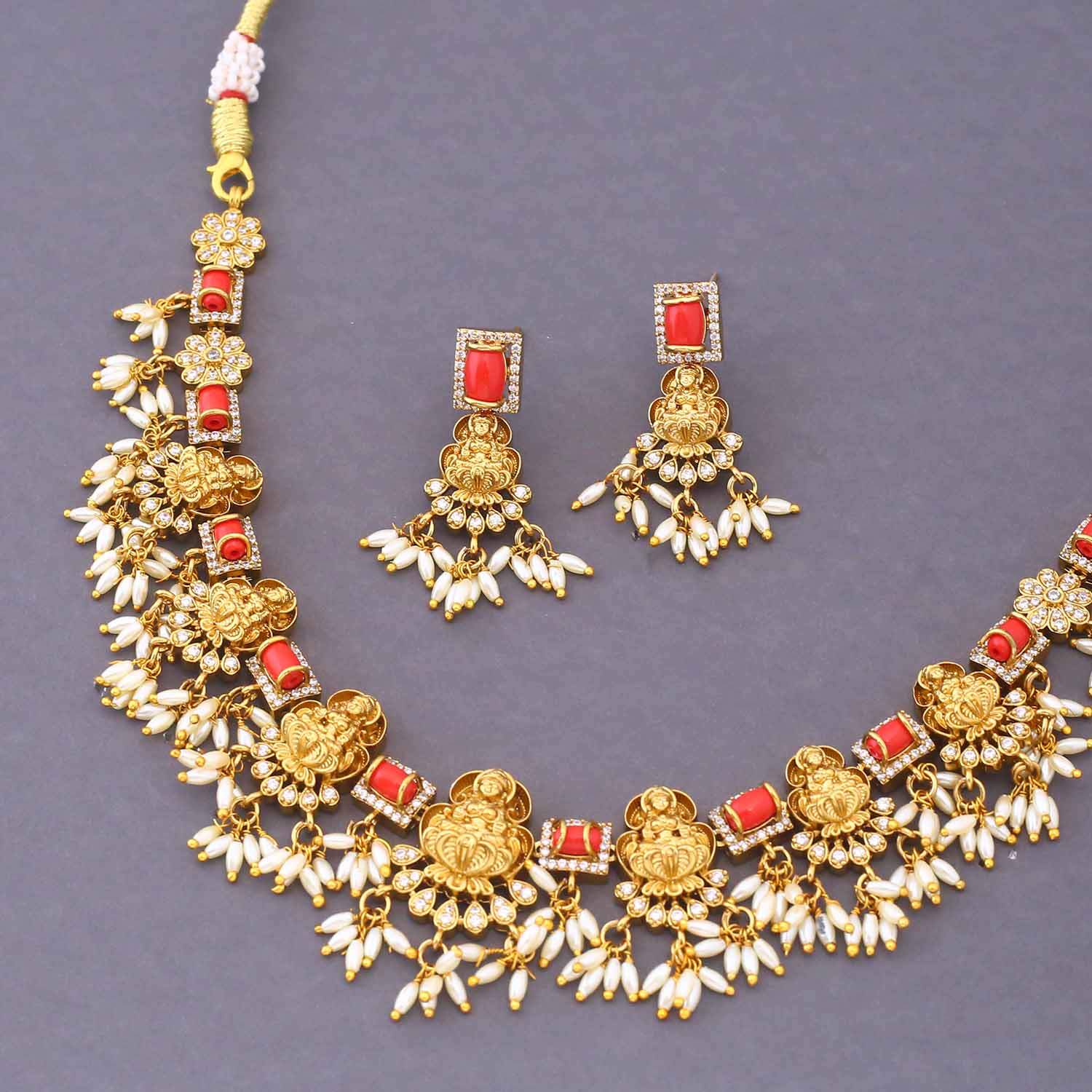 Golden Suvarna Temple Jewellery Set - New Arrival - Image 4