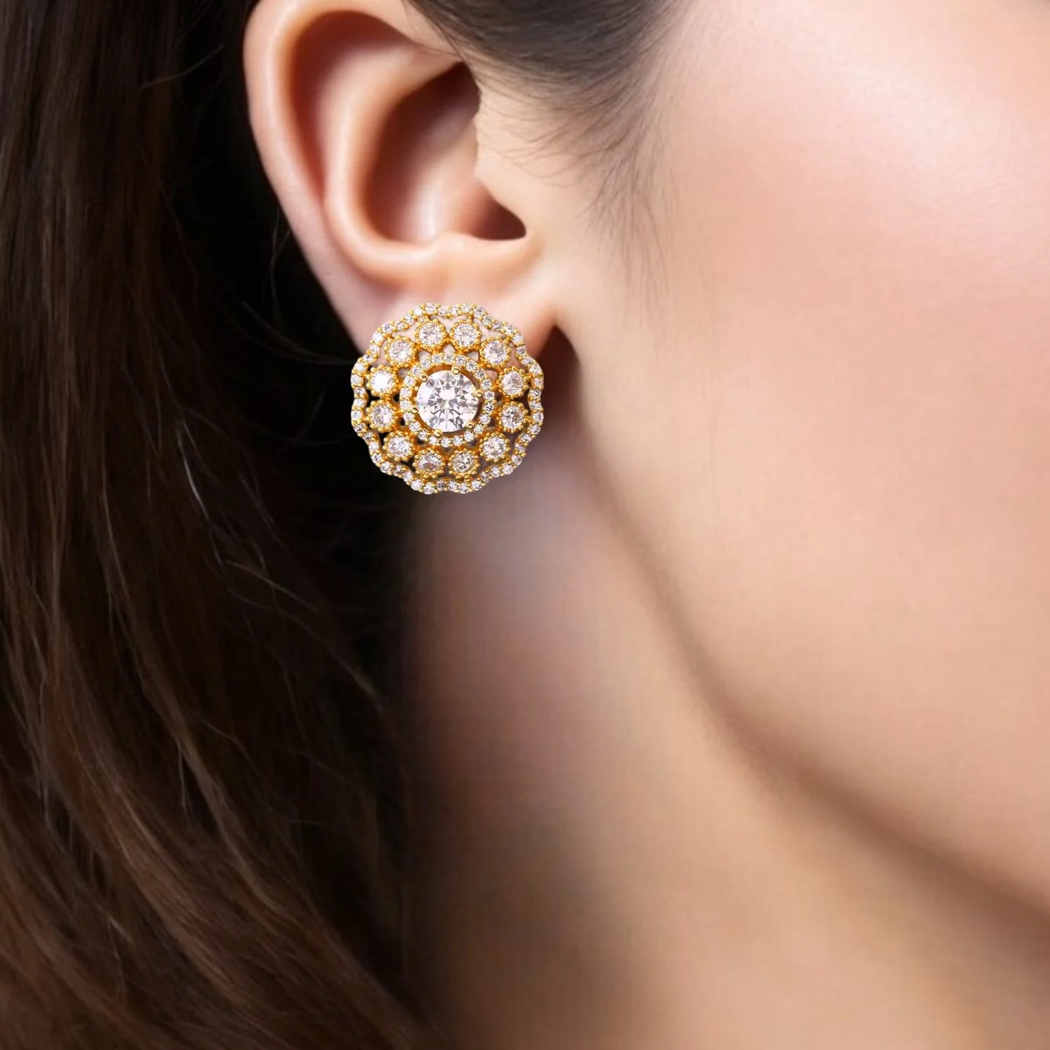Golden Sylvia Zirconia Studs - Image 2