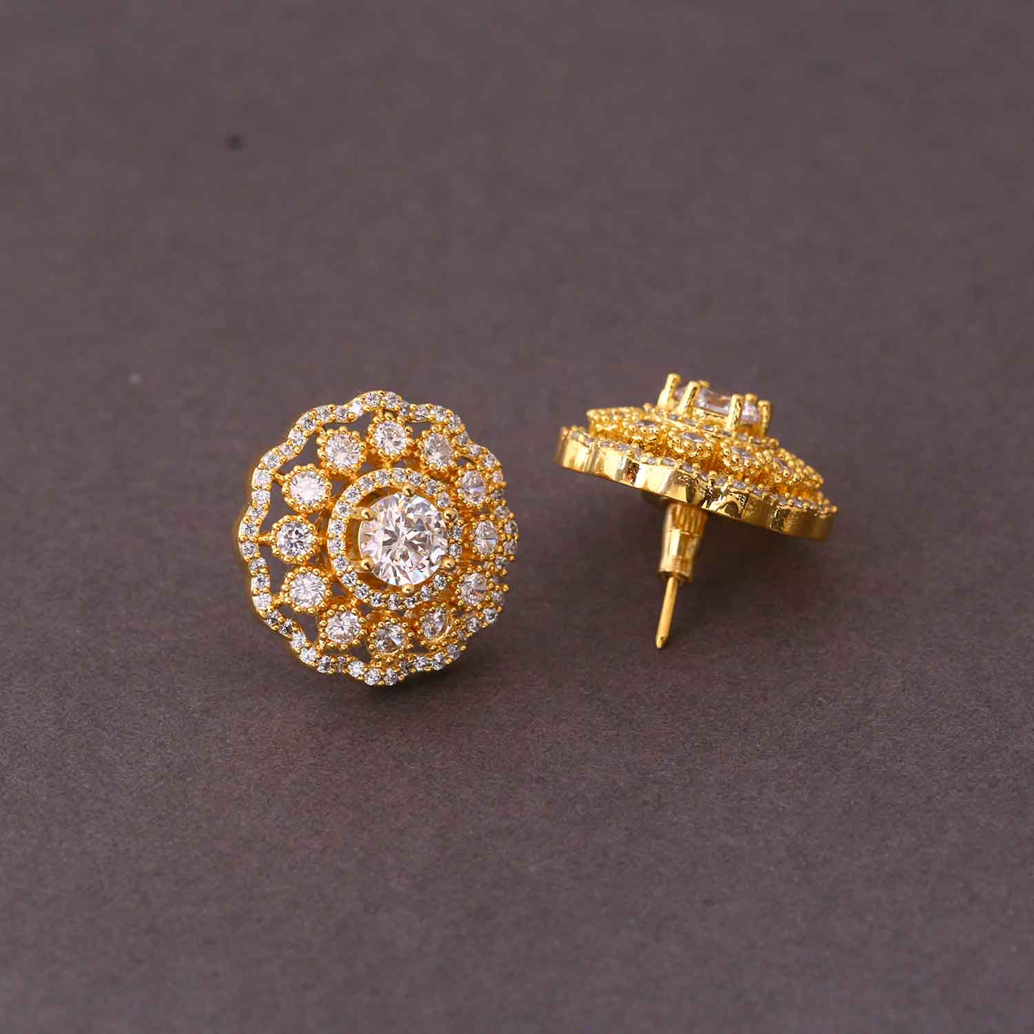Golden Sylvia Zirconia Studs - Image 4