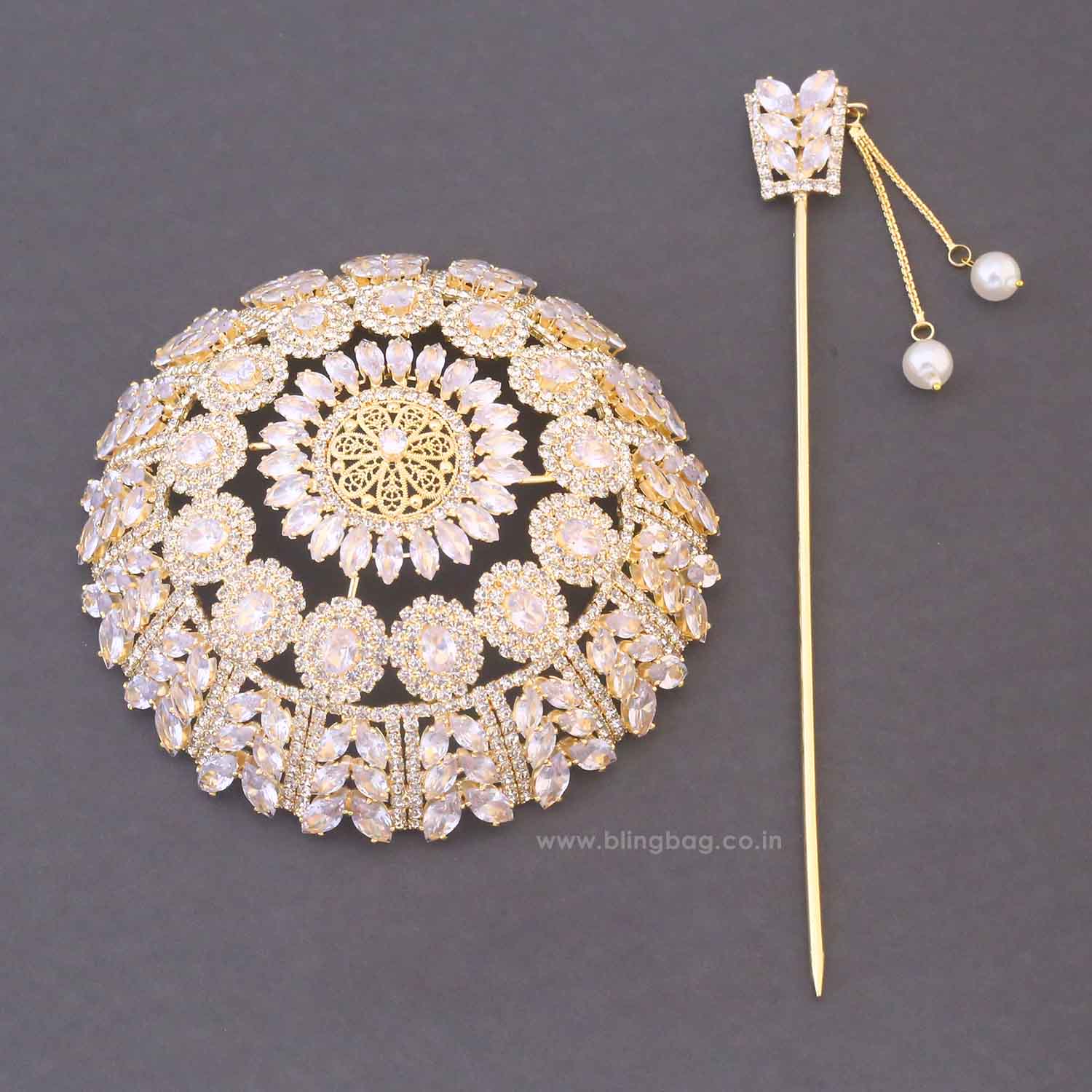 Golden Taanvi Large Hair Bun Cage - Image 3