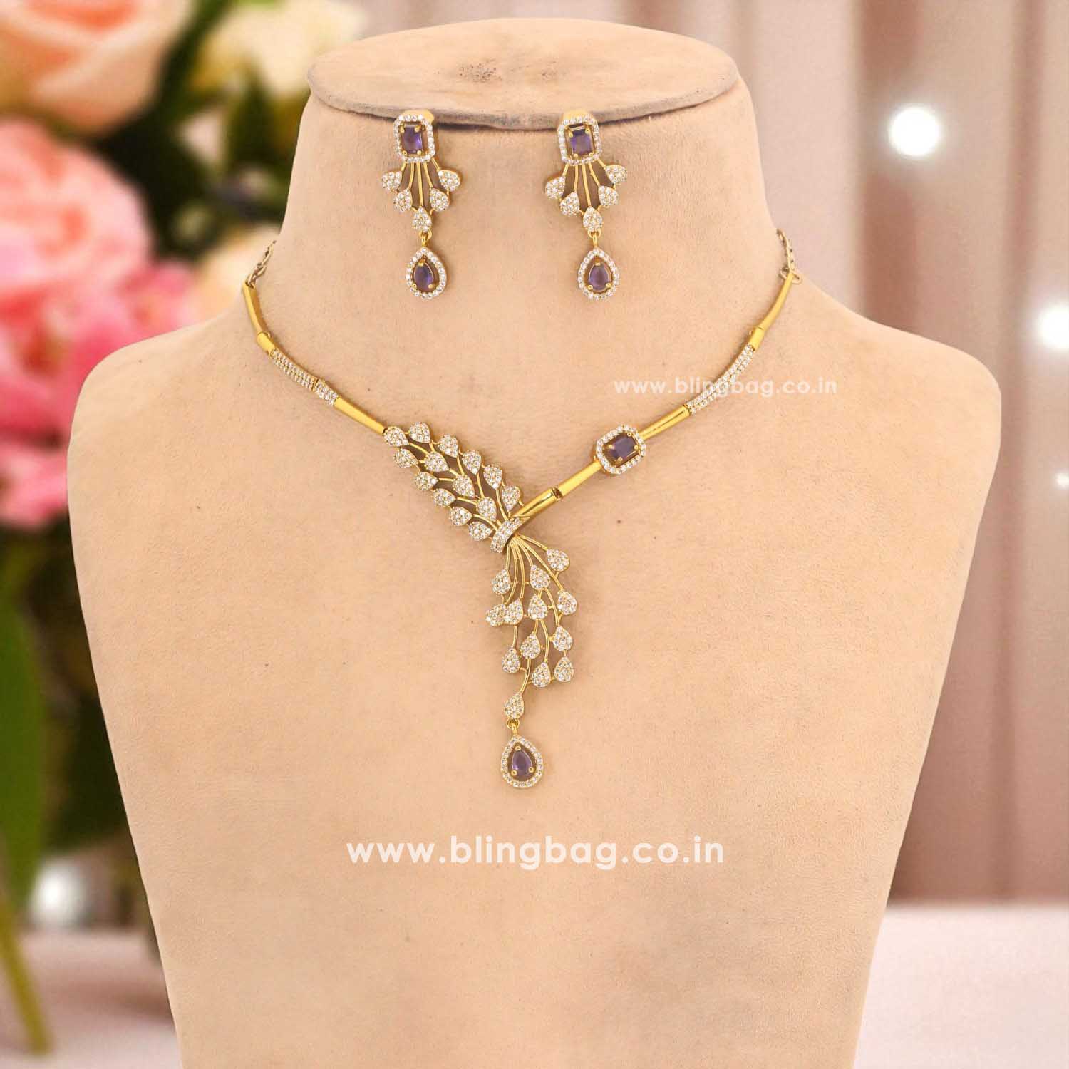 Purple Tanvika Antique Jewellery Set - New Arrival - Image 3