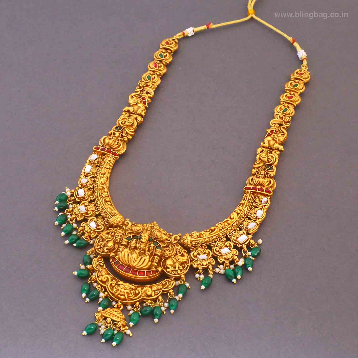 Golden Tarana Bridal Temple Jewellery Set - New Arrival - Image 3