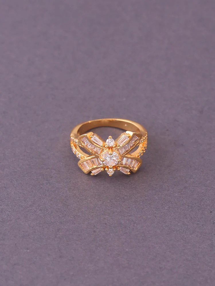 Golden Taymur Zirconia Ring - Image 2