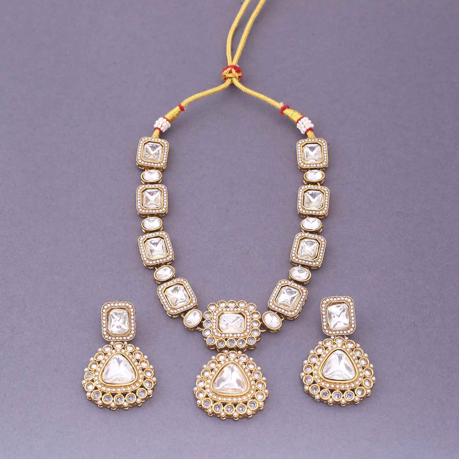 Golden Tejasshri Kundan Jewellery Set - Image 3