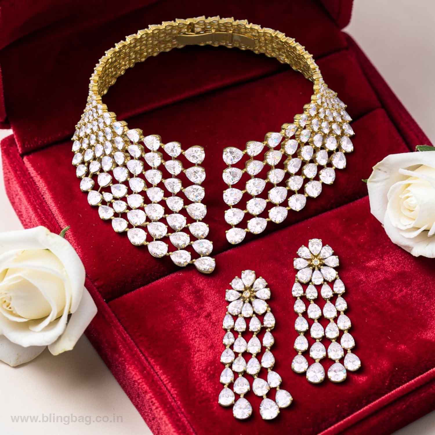 Golden Tirzahi Zirconia Jewellery Set - Image 2