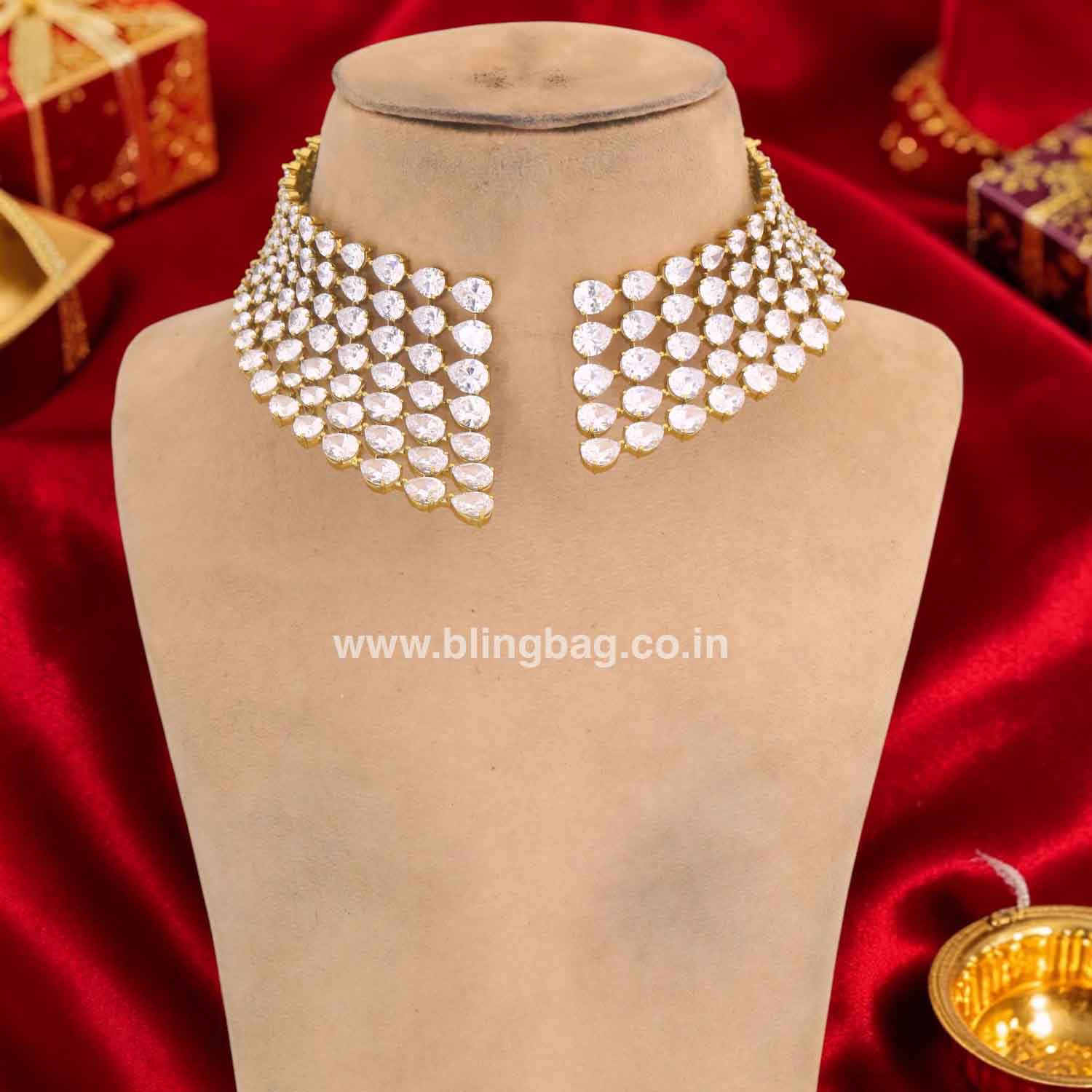 Golden Tirzahi Zirconia Jewellery Set - Image 4