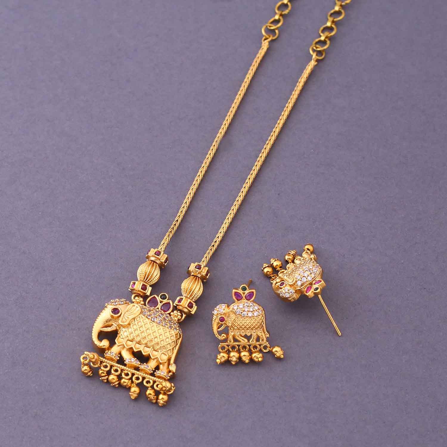 Golden Tuska Temple Pendant Set-New Arrival - Image 4
