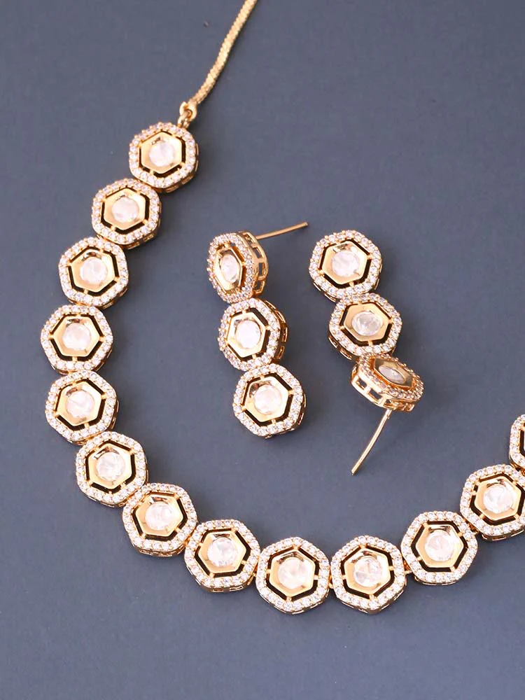Golden Vena Zirconia Jewellery Set - Image 4