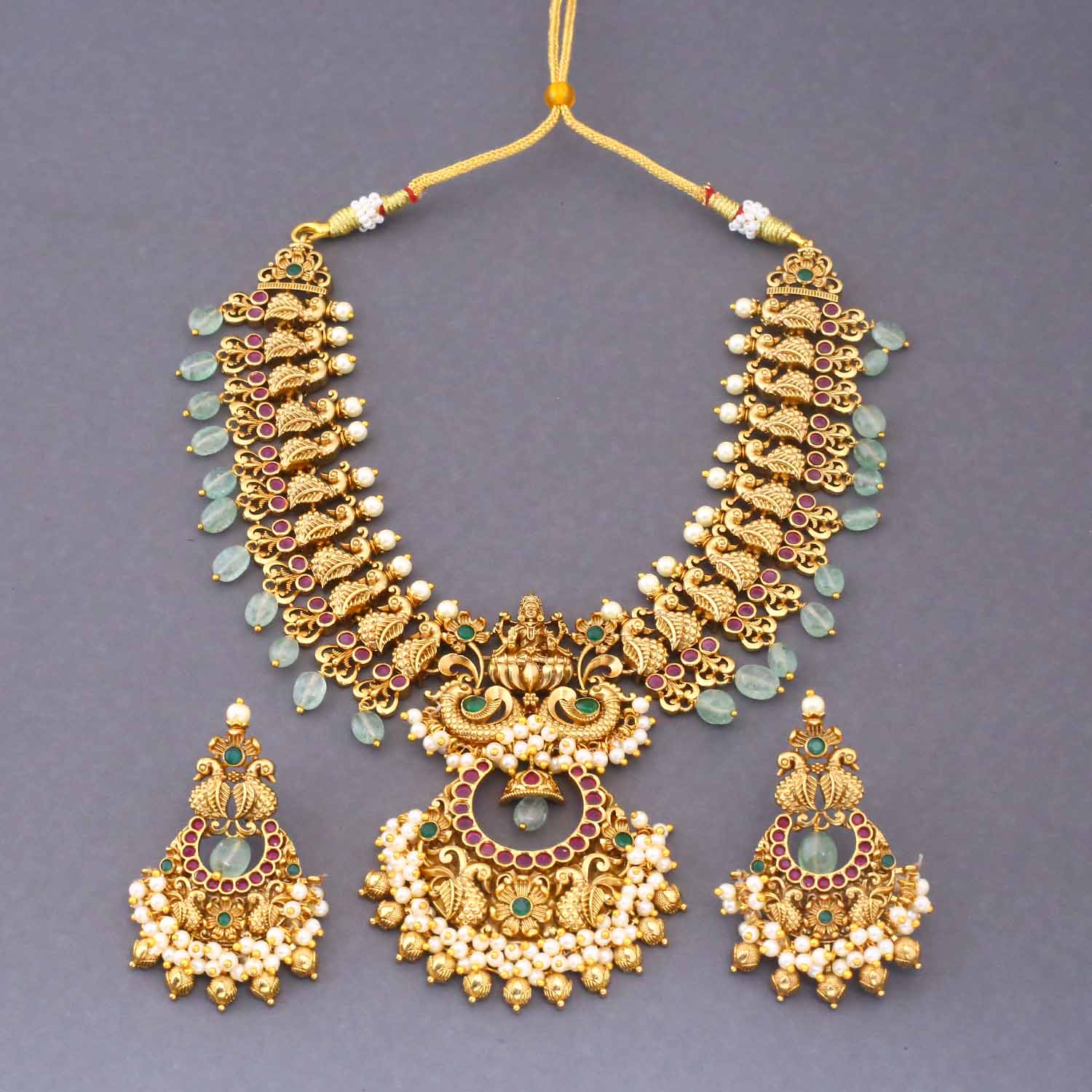 Golden Venkatesh Temple Jewellery Set- New Arrival - Image 4