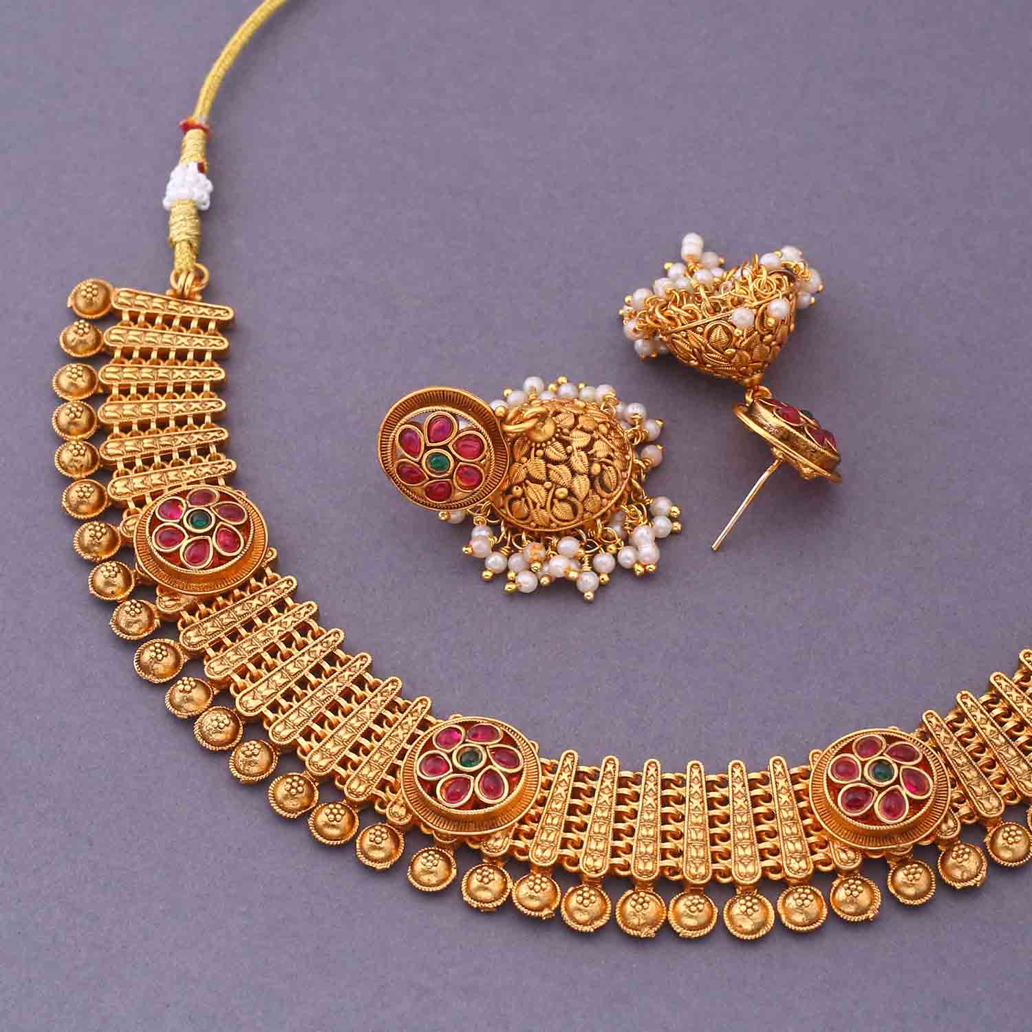 Golden Vinayak Antique Jewellery Set - New Arrival - Image 4