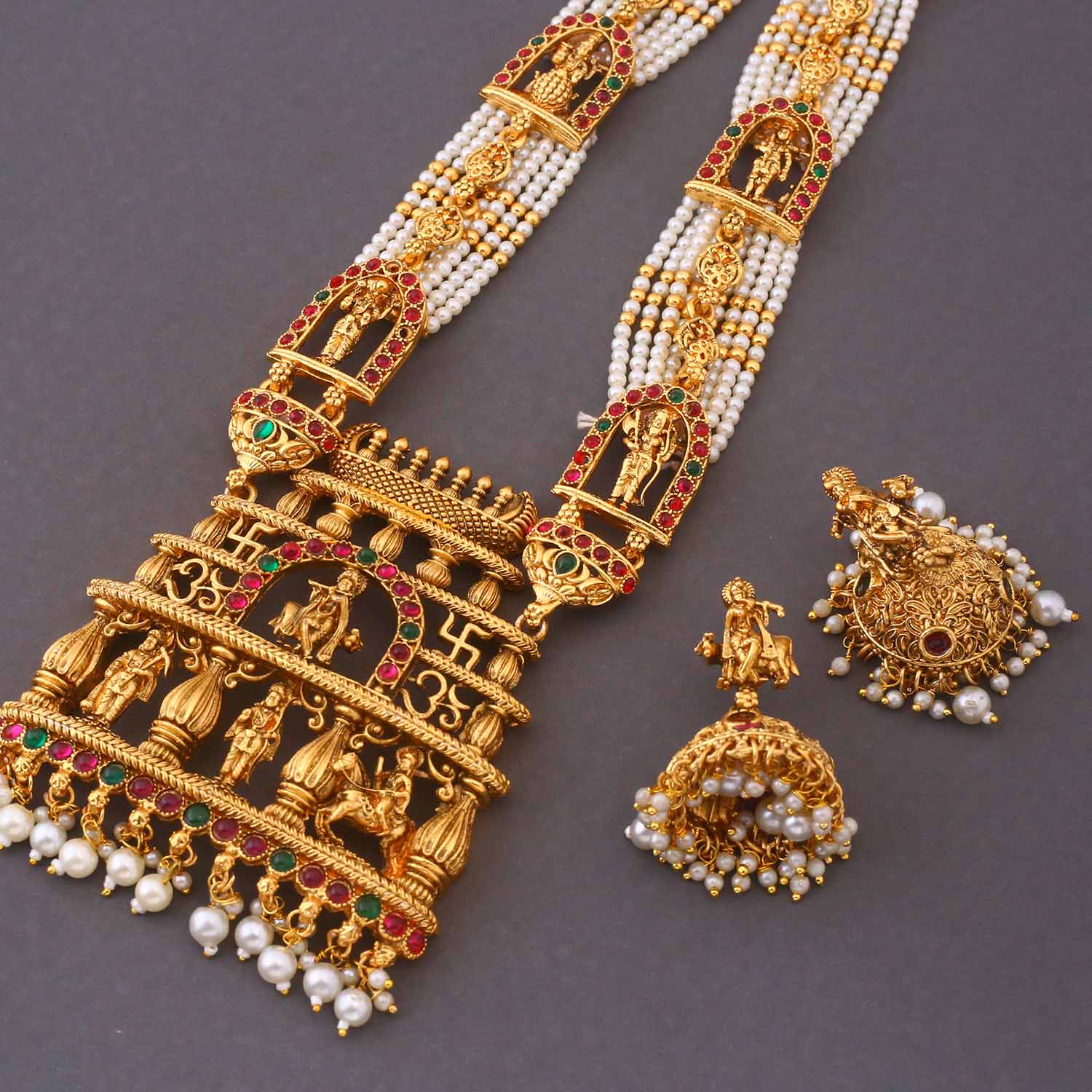 Golden Vindhyavasini Temple Jewellery Set - New Arrival - Image 5