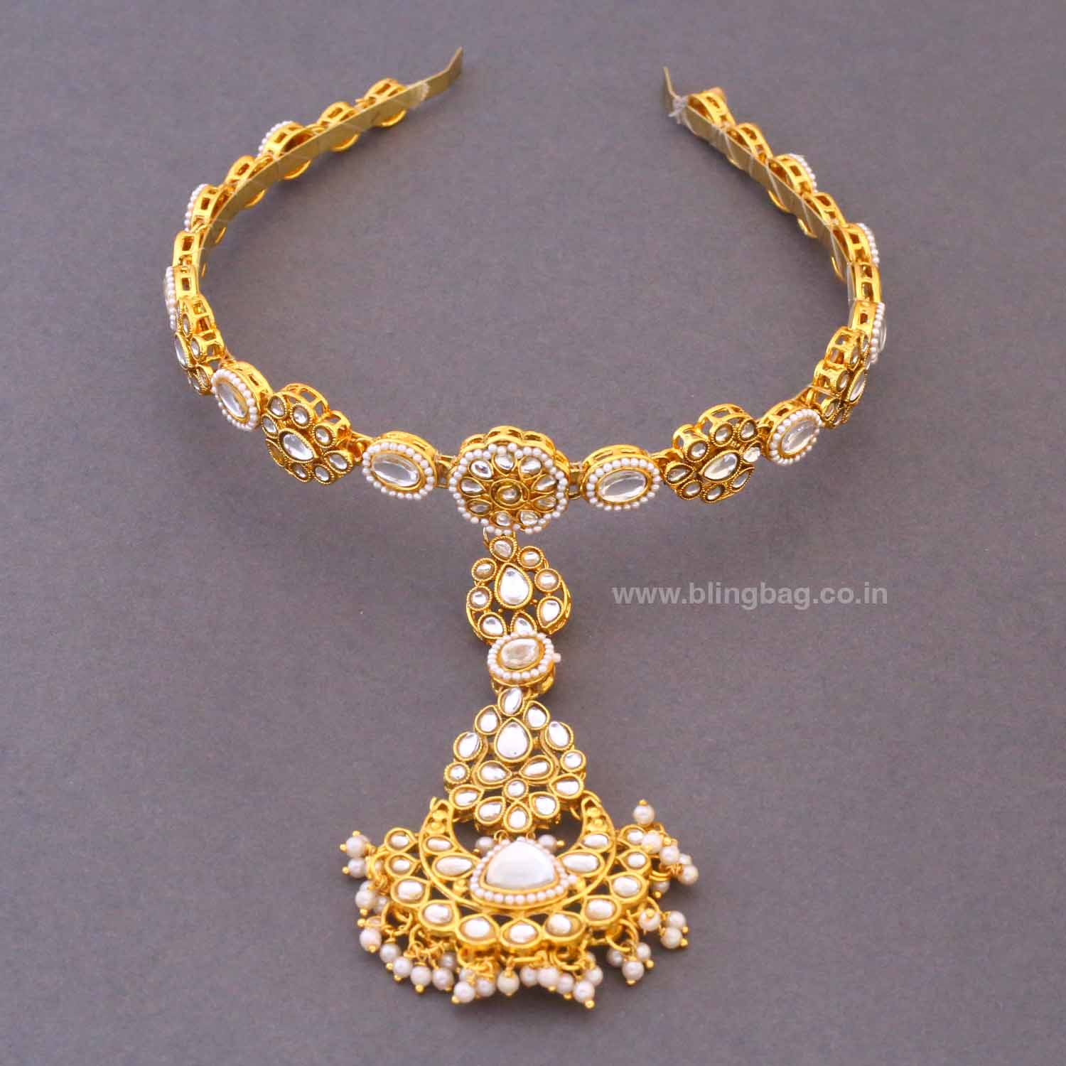 Golden Yaarita Hairband With Tikka - Image 2