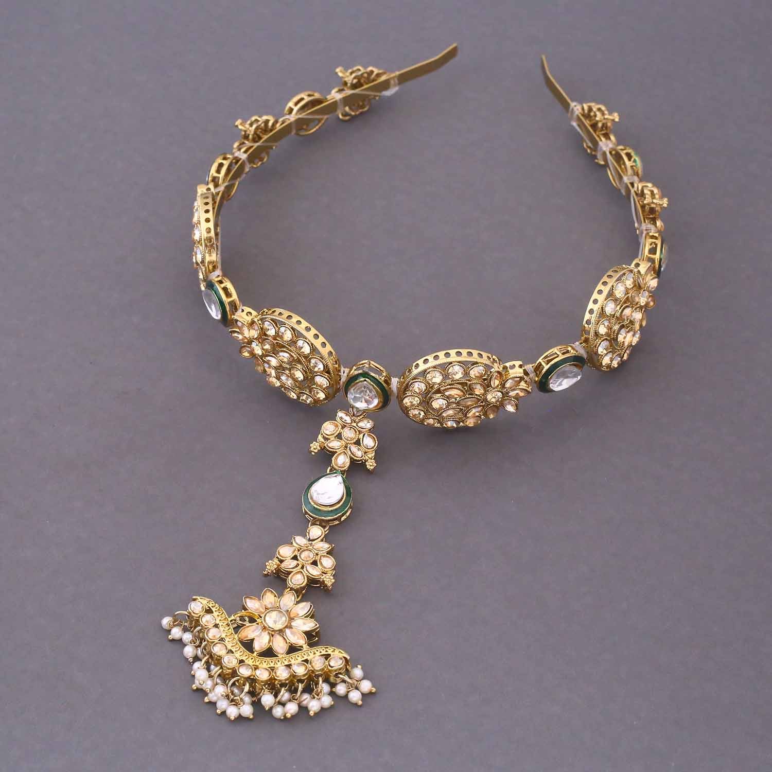 Golden Yashika Hairband With Tikka - Image 4
