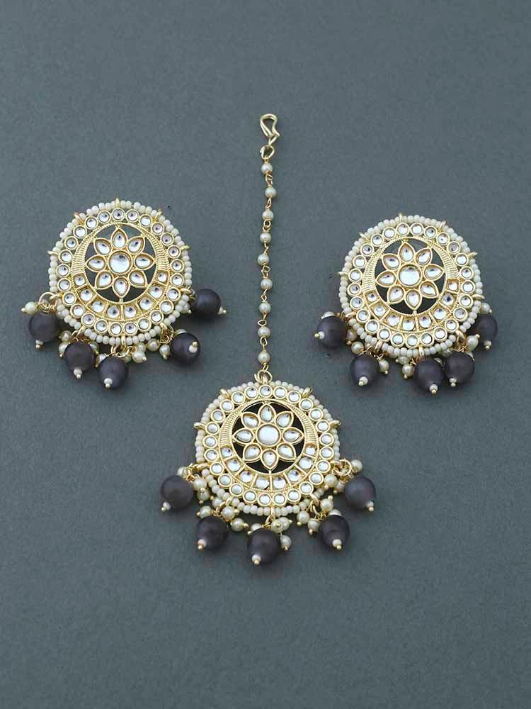 Grey Digambar Maang Tikka Set - Image 3