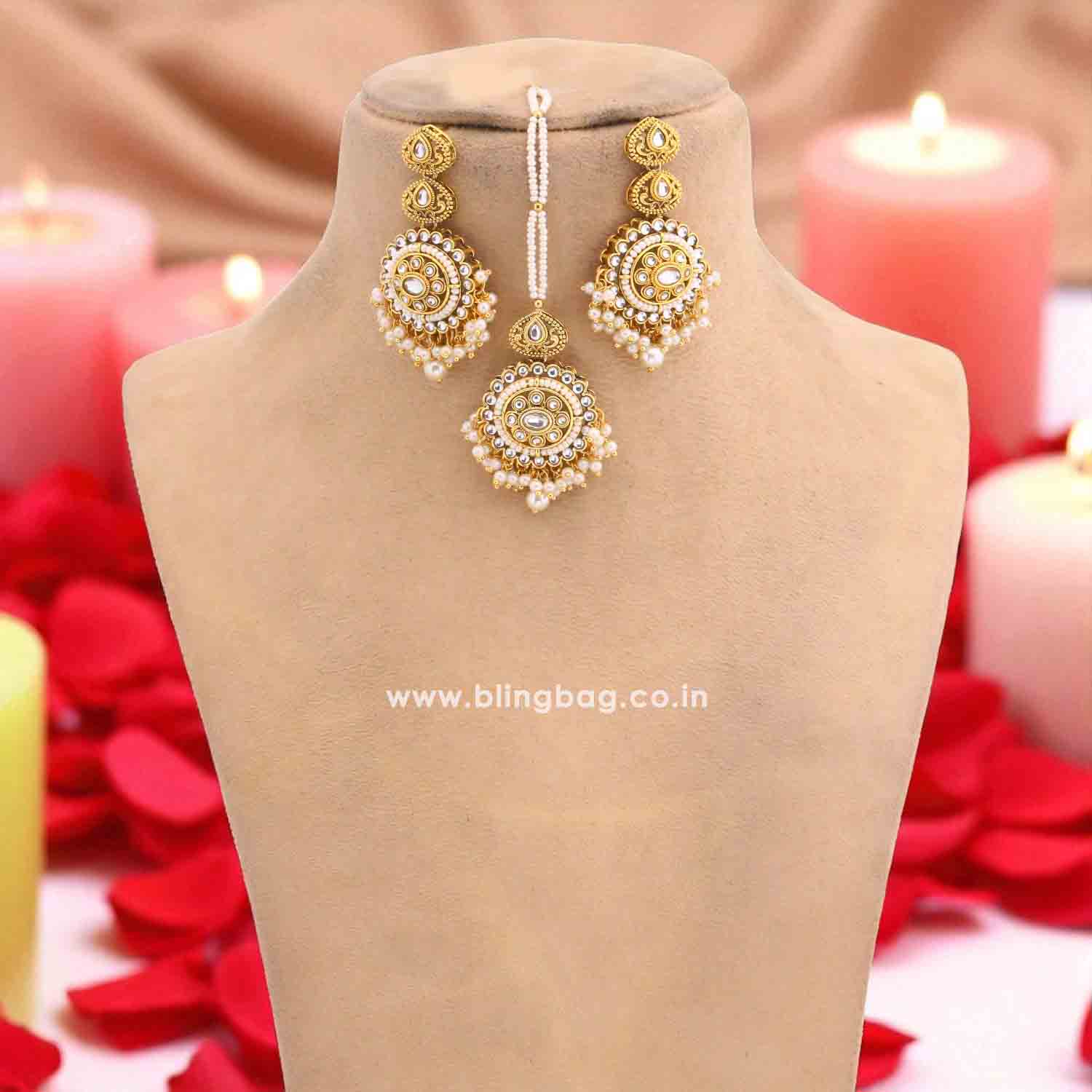 Ivory Ahilya Kundan Jewellery Set - Image 3