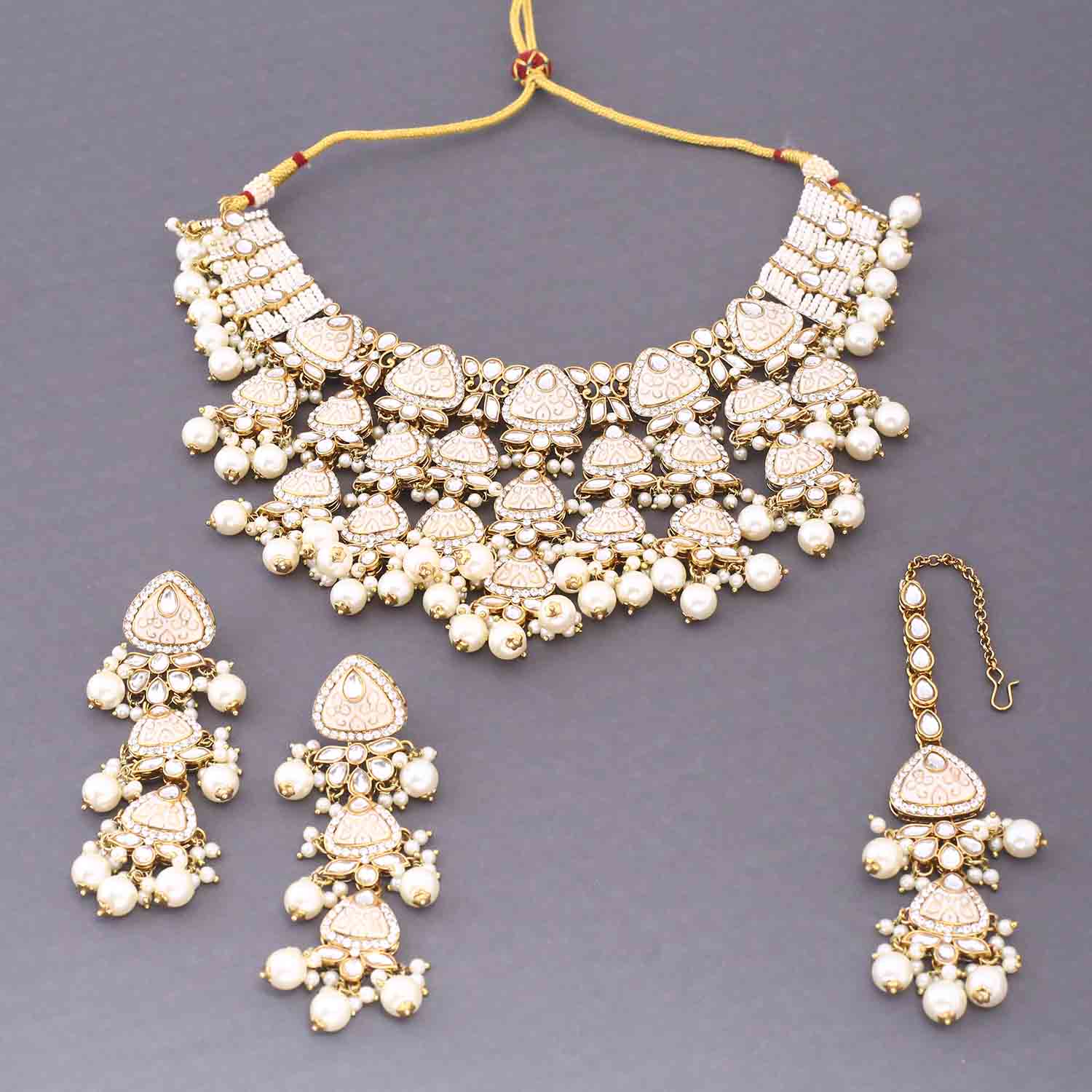 Ivory Ayshana Kundan Jewellery Set - Image 4