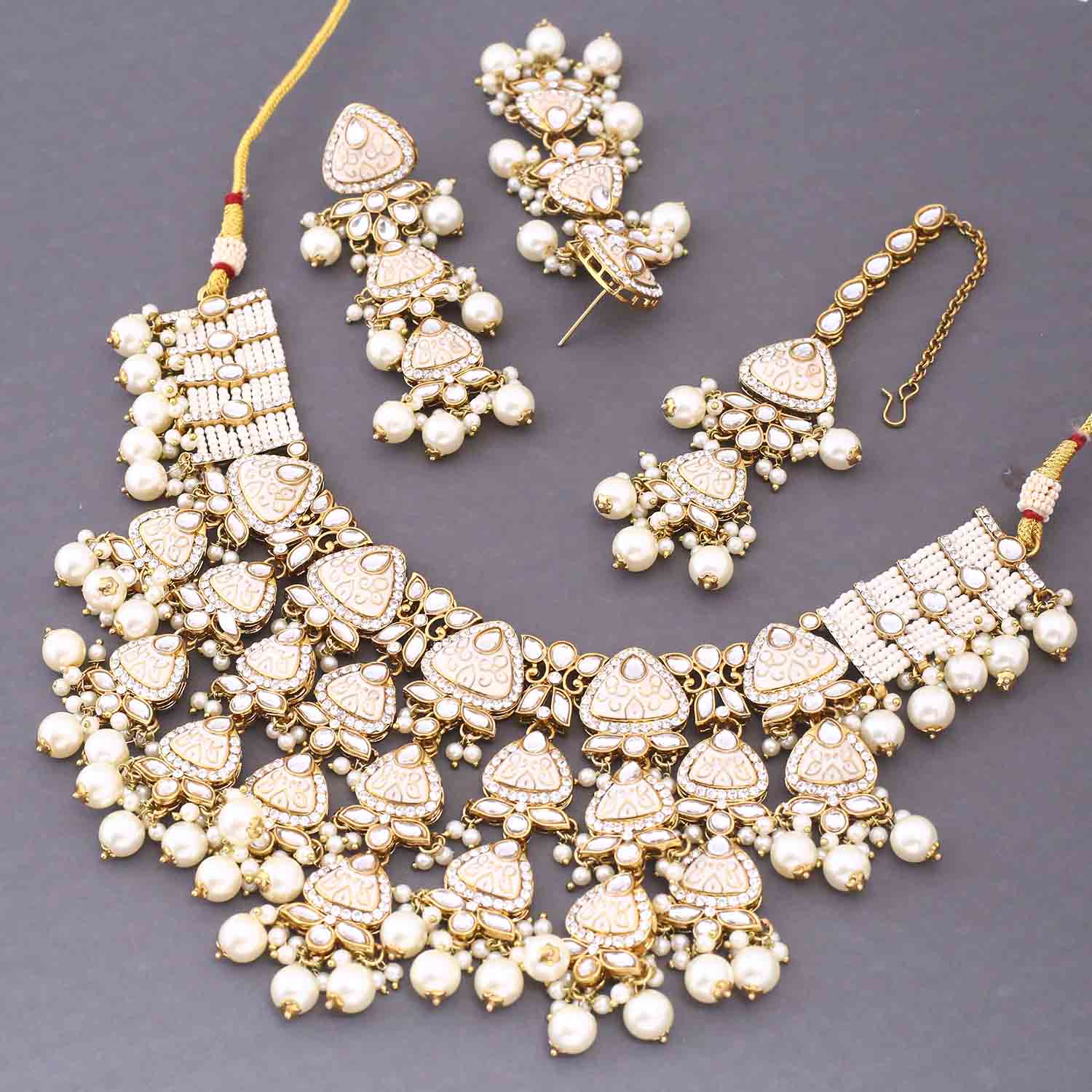 Ivory Ayshana Kundan Jewellery Set - Image 5