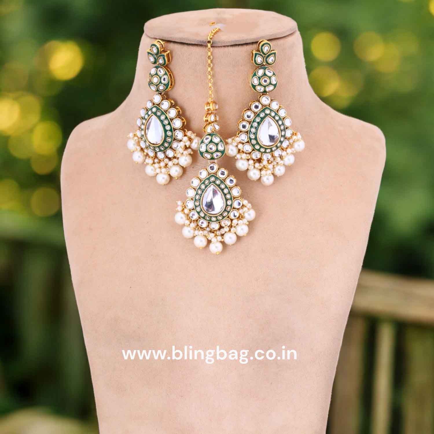 Ivory Damayanti Kundan Jewellery Set - Image 3