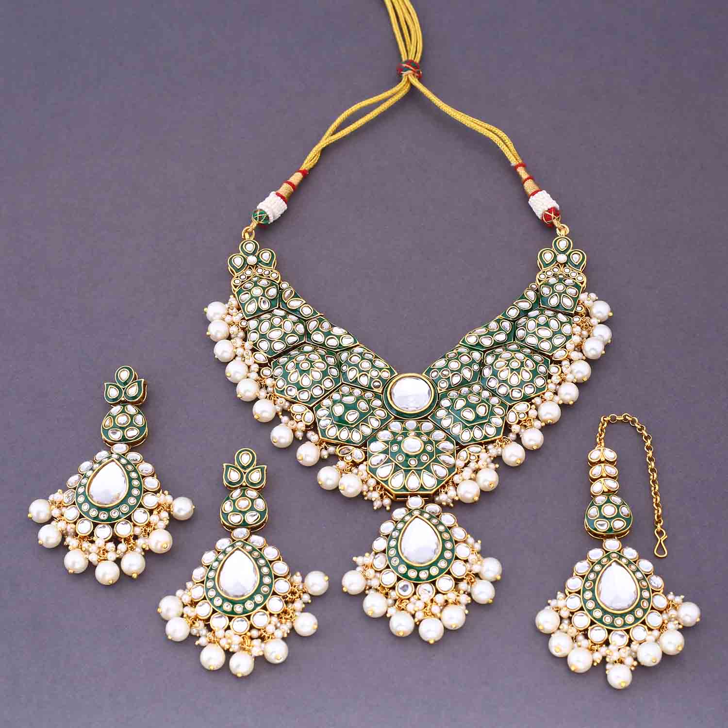 Ivory Damayanti Kundan Jewellery Set - Image 4