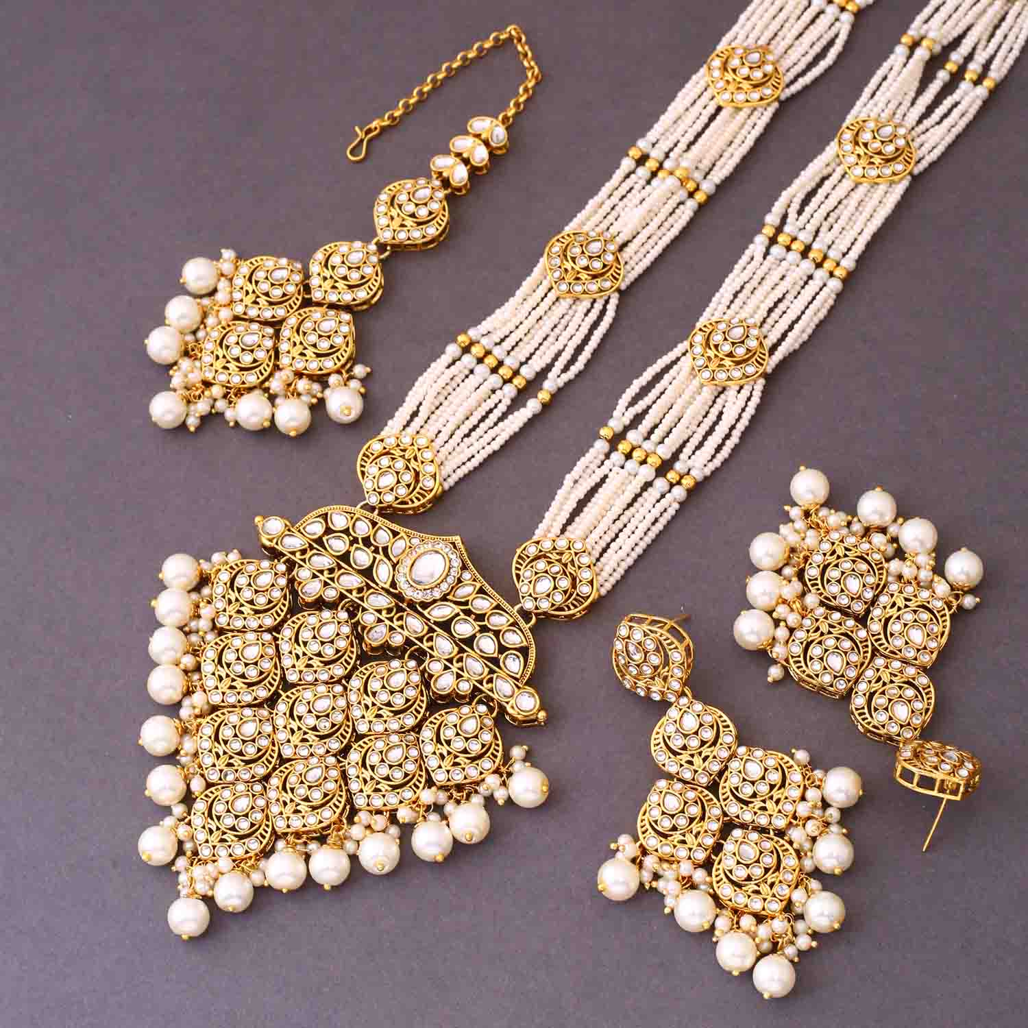 Ivory Dhruvi Kundan Jewellery Set - Image 4