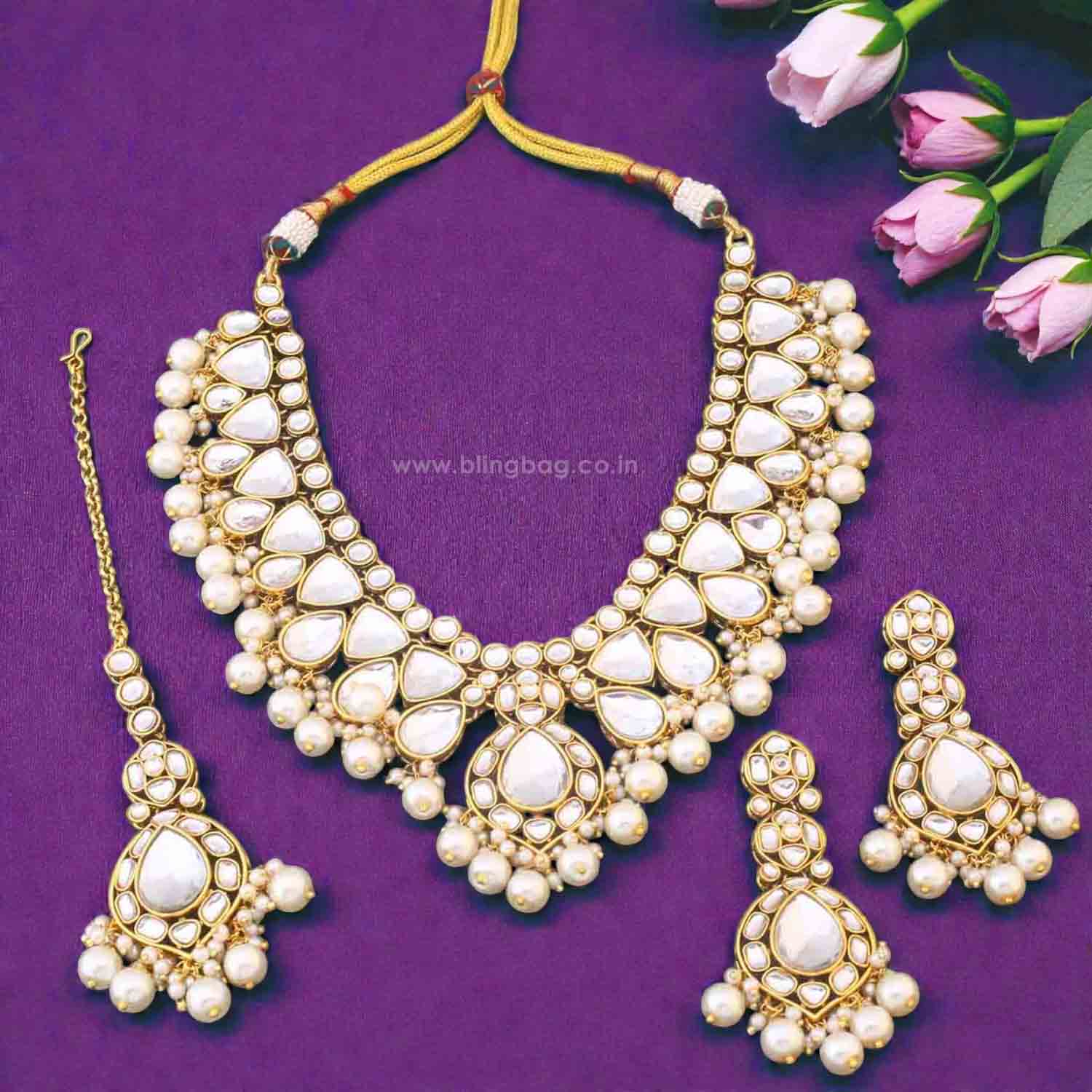 Ivory Divita Kundan Jewellery Set - Image 2