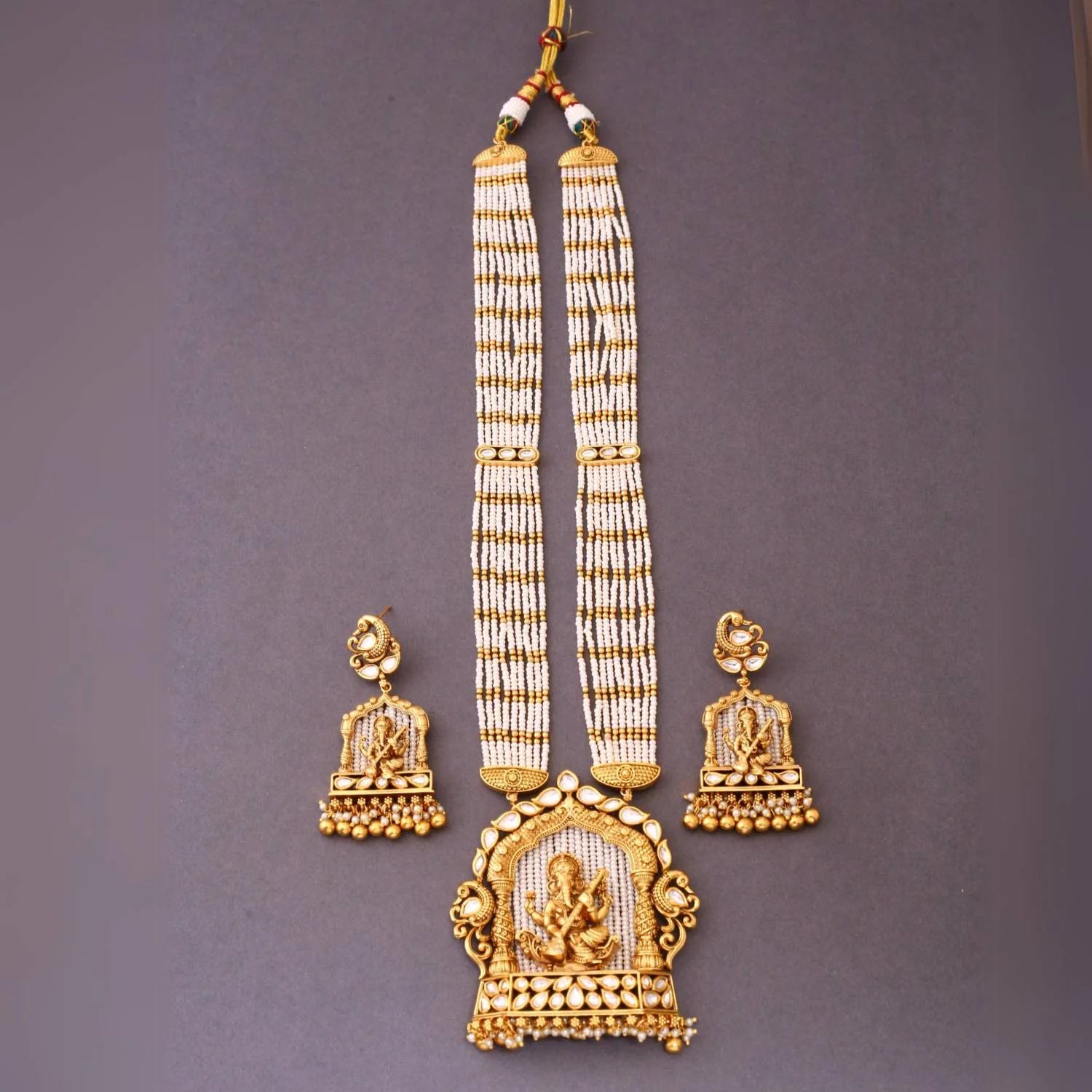 Ivory Ganesh Temple Jewellery Set- New Arrival - Image 4