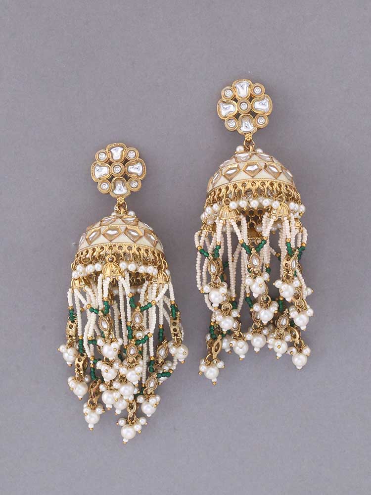Ivory Girina Ethnic Jhumkis - Image 2