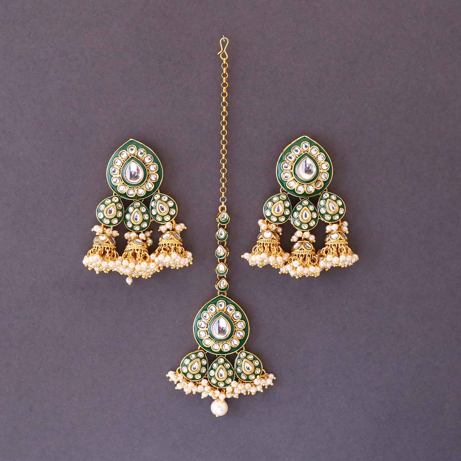 Ivory Guduchi Maang Tikka Set - Image 3