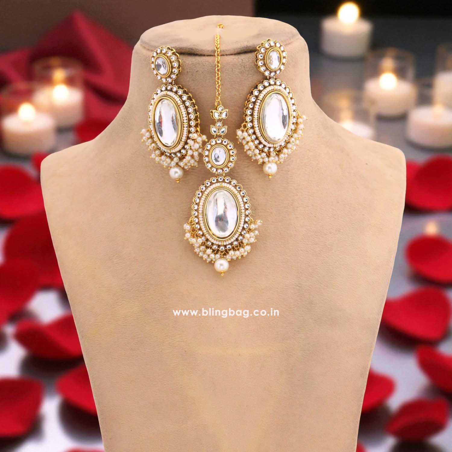 Ivory Harshini Kundan Jewellery Set - Image 3
