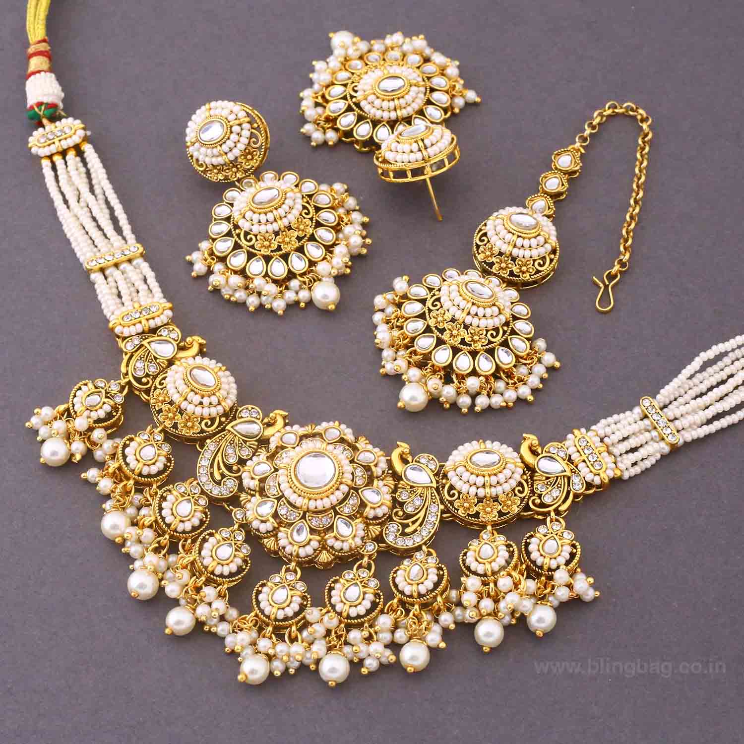 Ivory Iniya Kundan Jewellery Set - Image 5