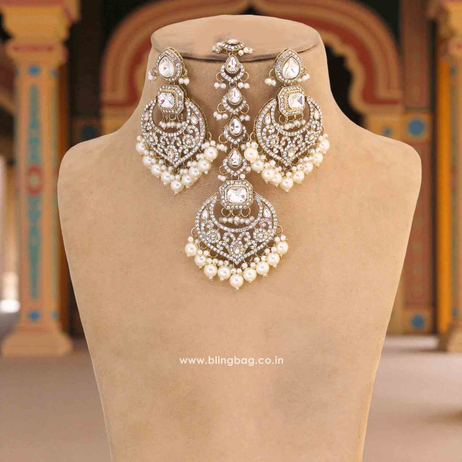Ivory Lipika Kundan Jewellery Set - Image 3