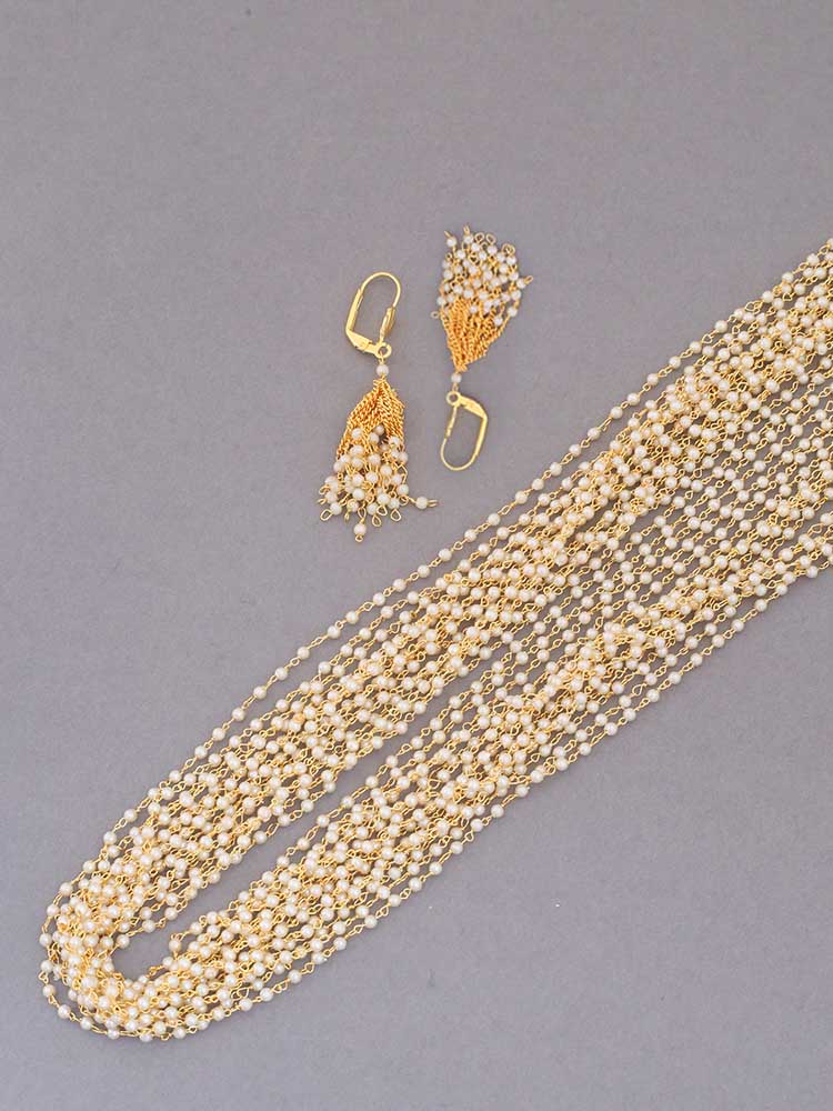 Ivory Radhya Pearl Jewellery Set- New Arrival - Image 4