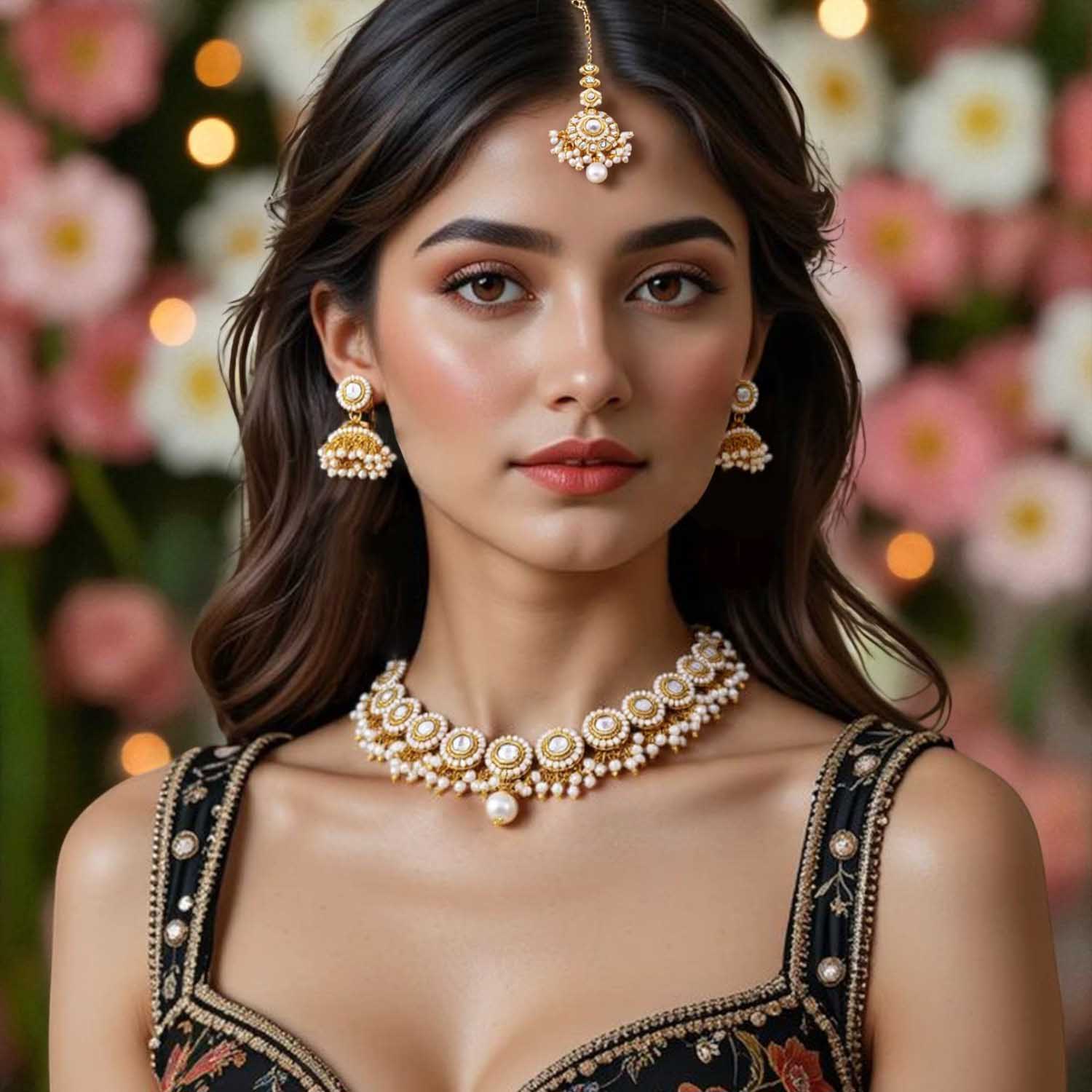 Ivory Rashmie Kundan Jewellery Set