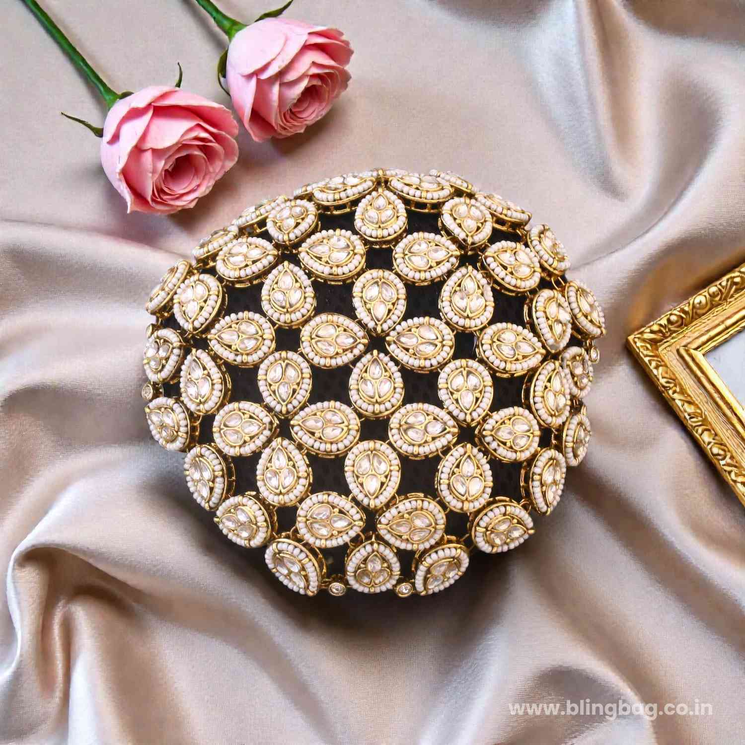 Ivory Riyai Kundan Hair Bun Cage - Image 2