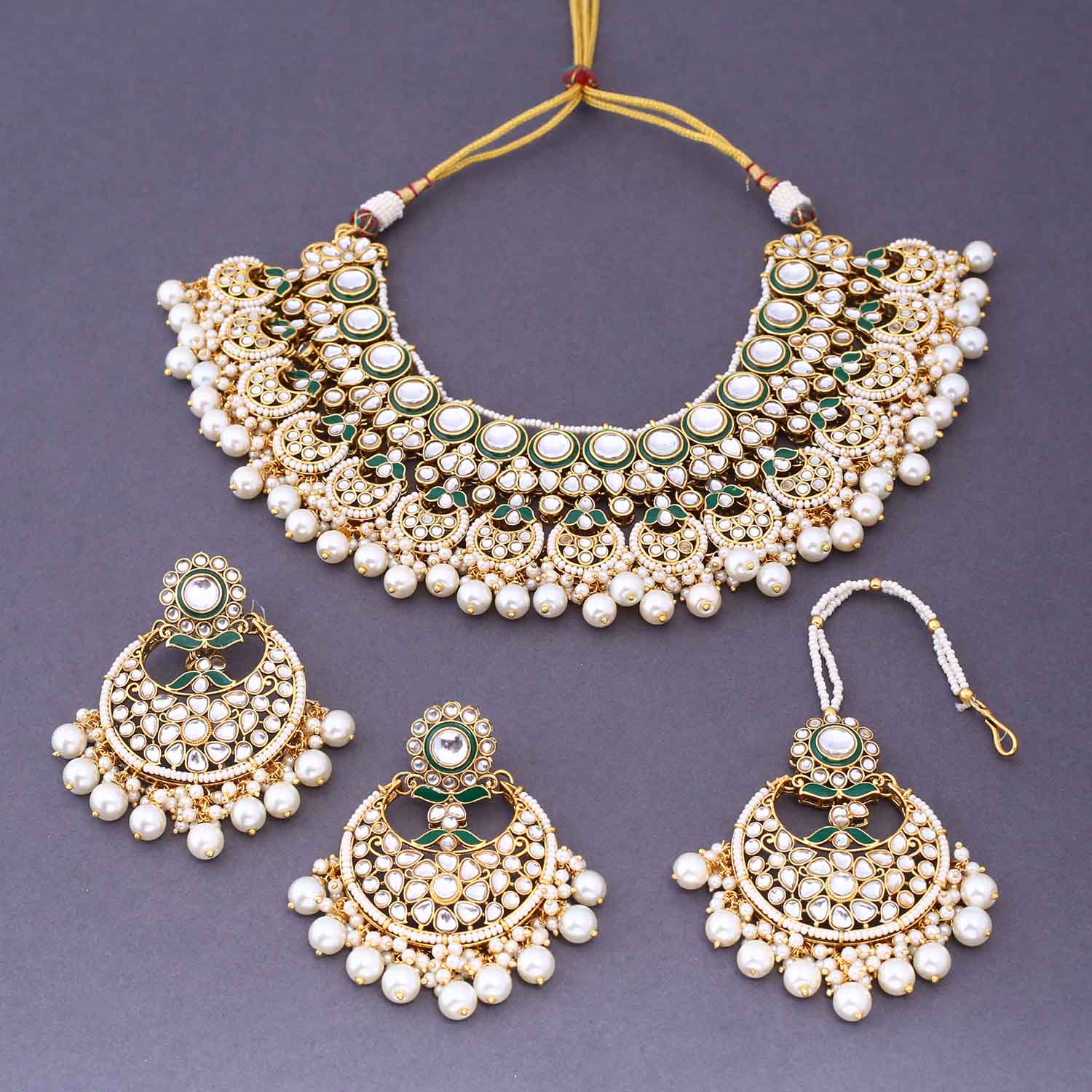 Ivory Rizveena Kundan Jewellery Set - Image 4
