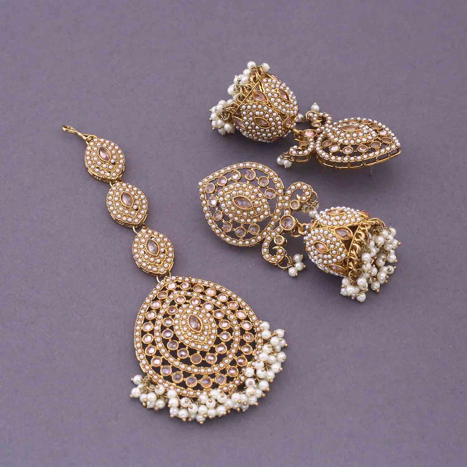 Ivory Saba Punjabi Maang Tikka Set - Image 3