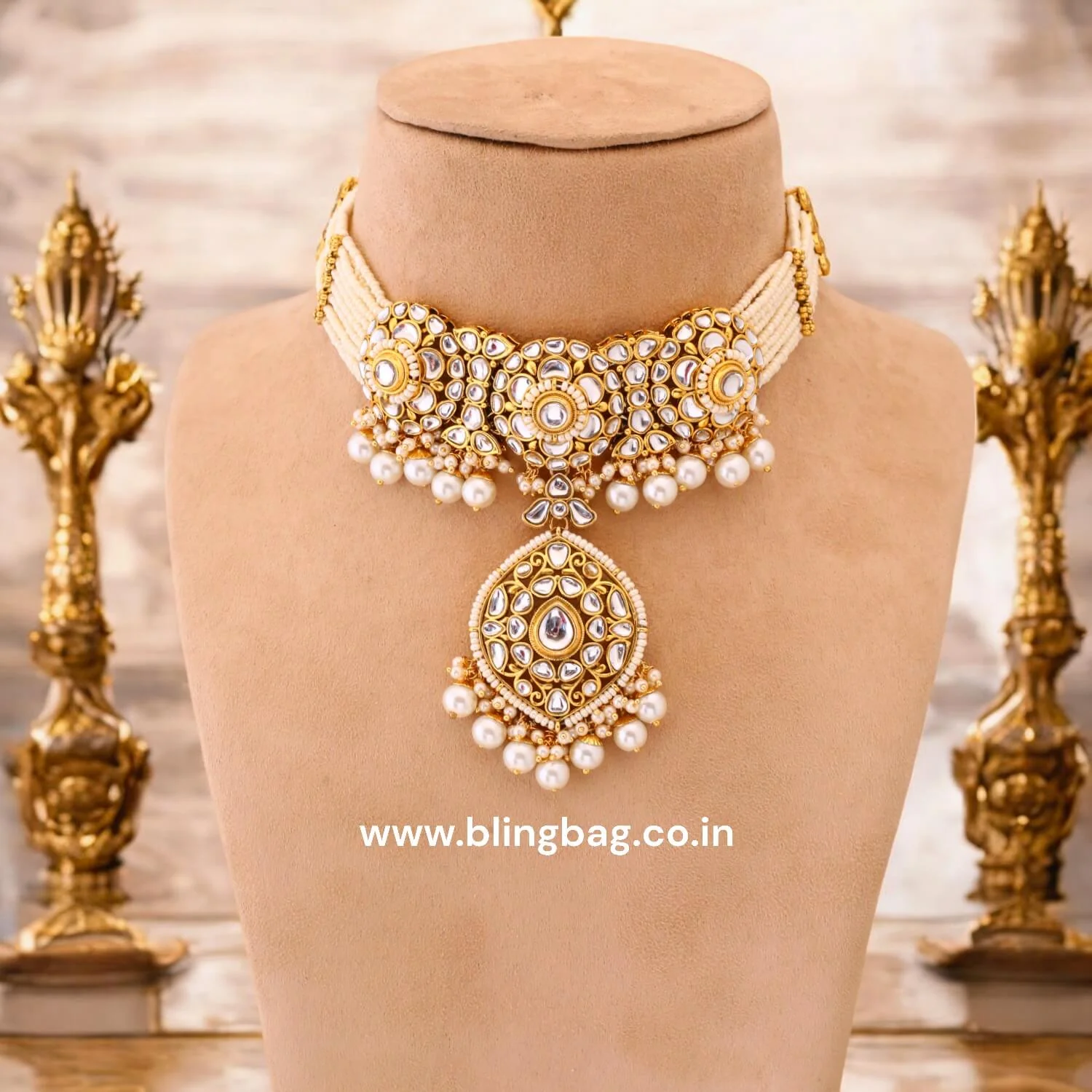 Ivory Saloni Kundan Jewellery Set - Image 2