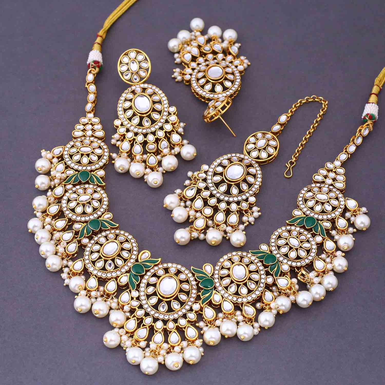 Ivory Shazia Kundan Jewellery Set - Image 4