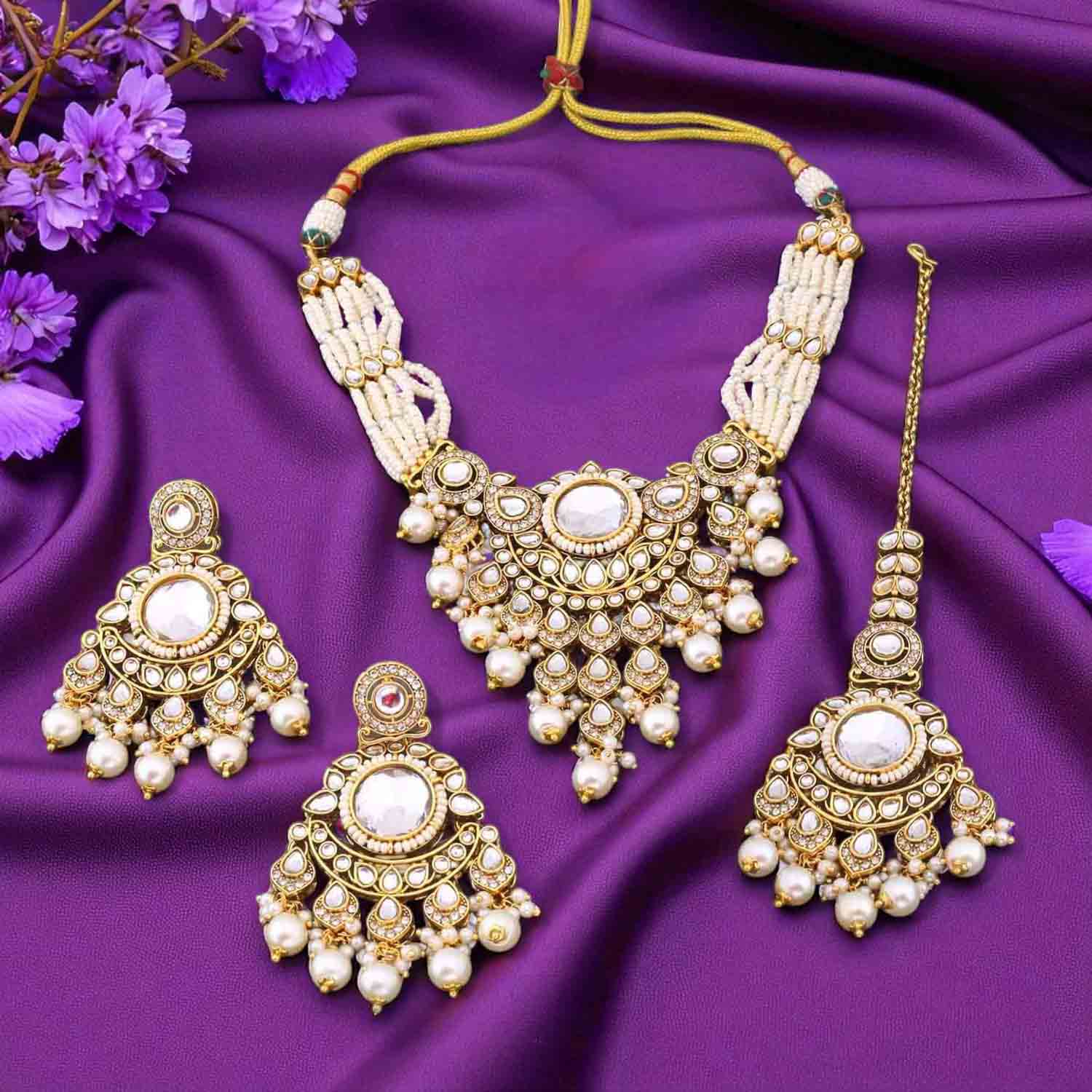 Ivory Sheetal Kundan Jewellery Set - Image 2