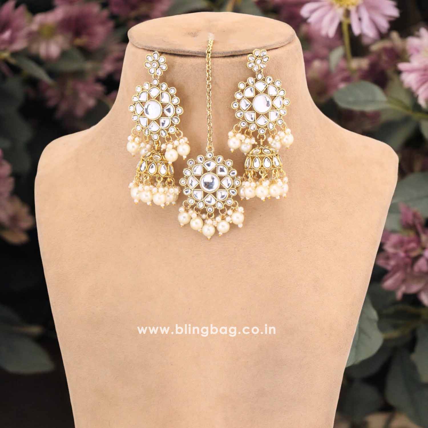 Ivory Stavana Kundan Jewellery Set - Image 3
