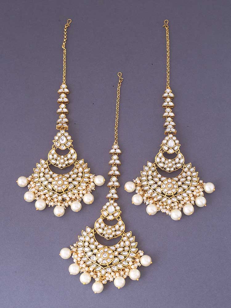 Ivory Supriya Maang Tikka Set - Image 3