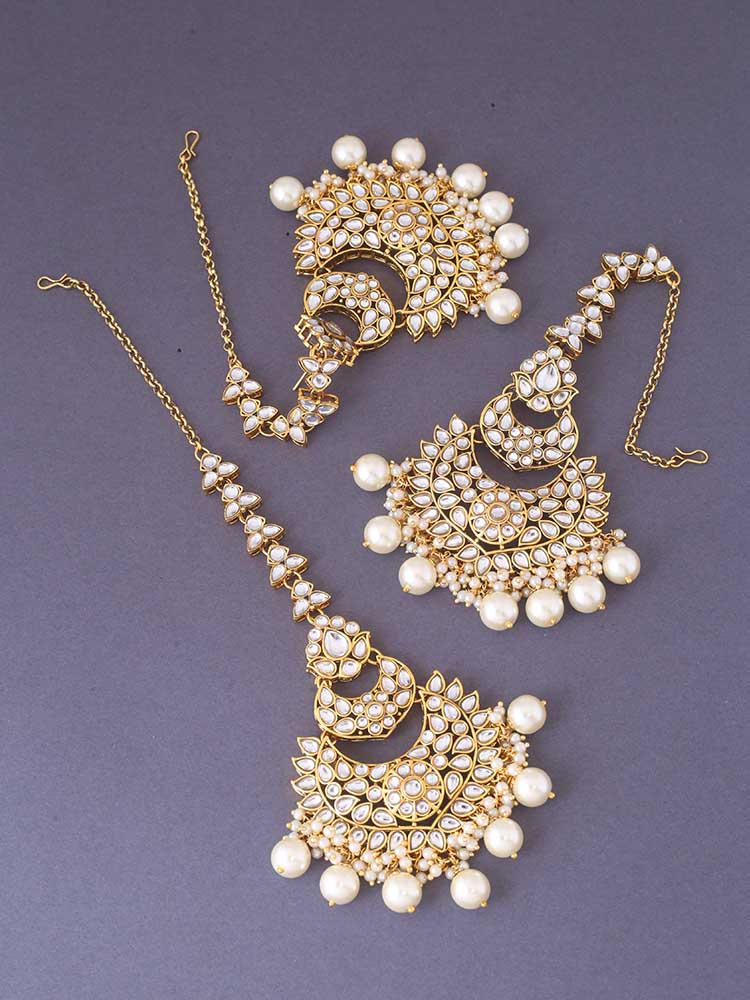 Ivory Supriya Maang Tikka Set - Image 4