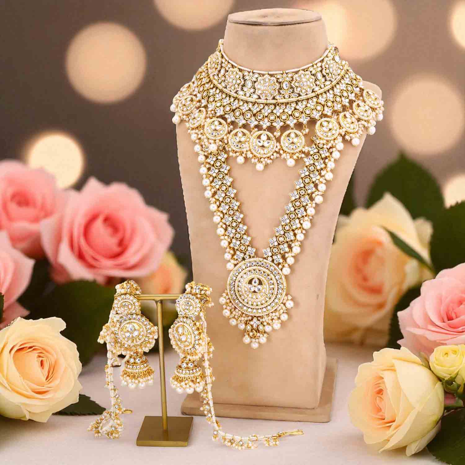 Ivory Tarini Kundan Bridal Jewellery Set - Image 2