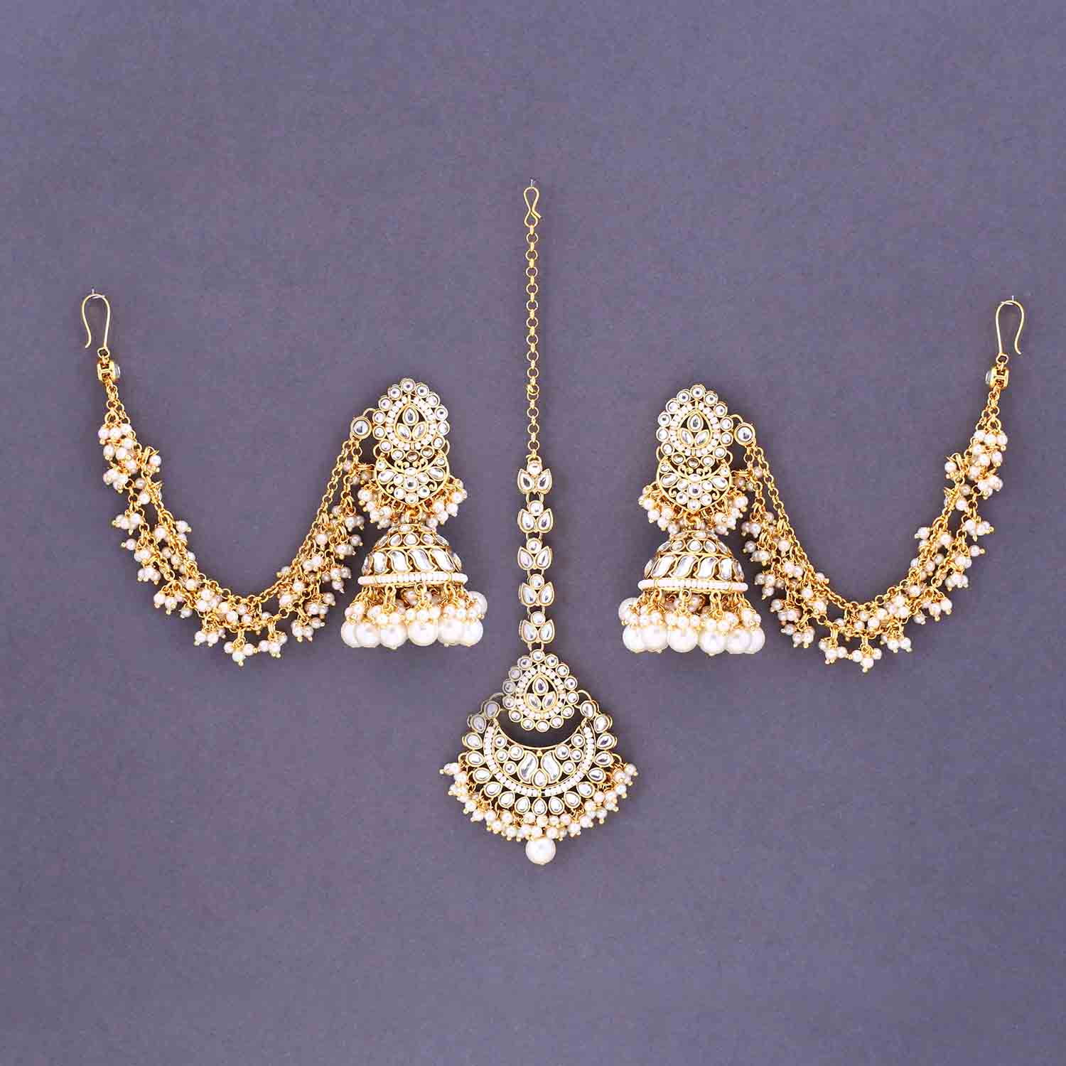 Ivory Triphala Maang Tikka Set - Image 3