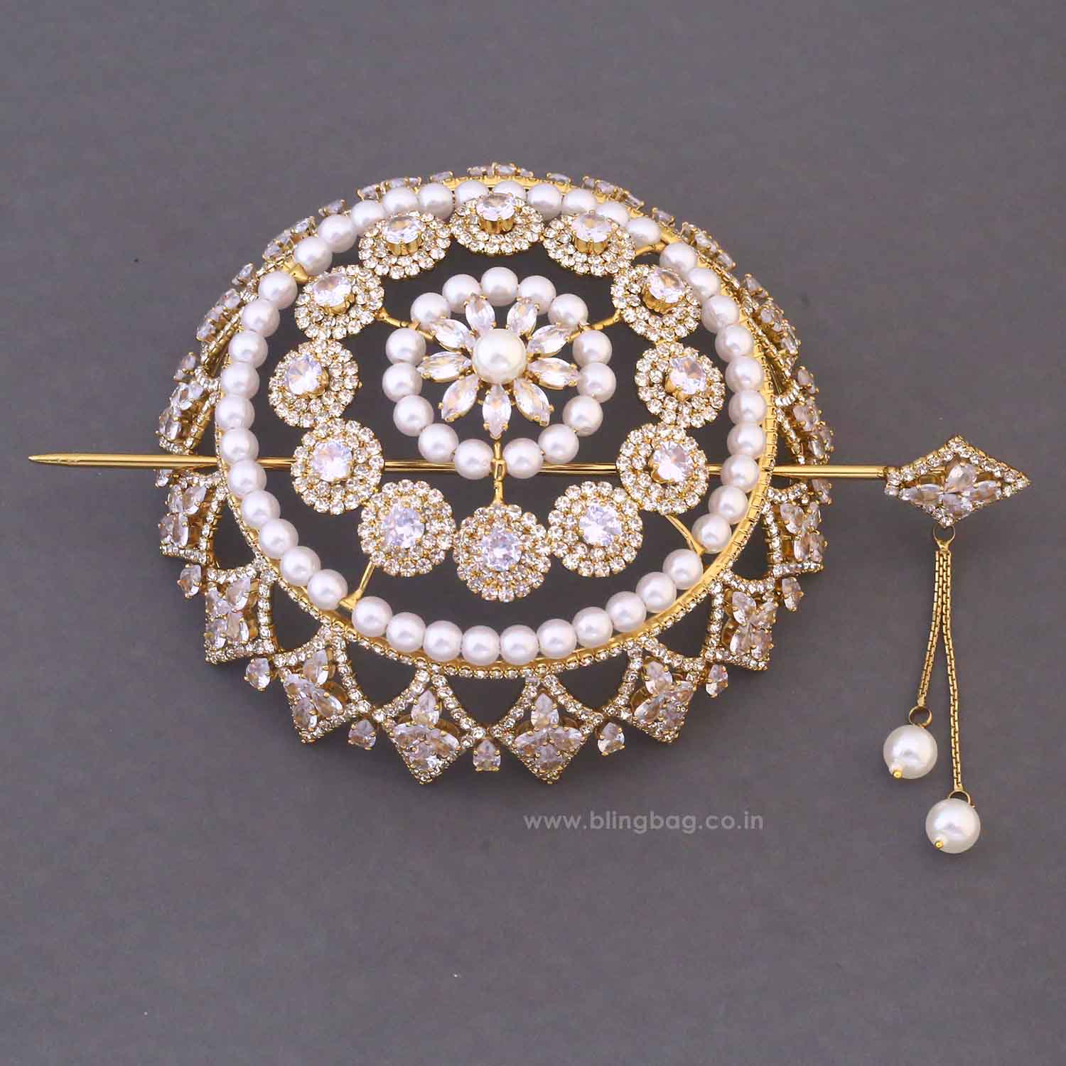 Ivory Tvisha Zirconia Large Hair Bun Cage - Image 2