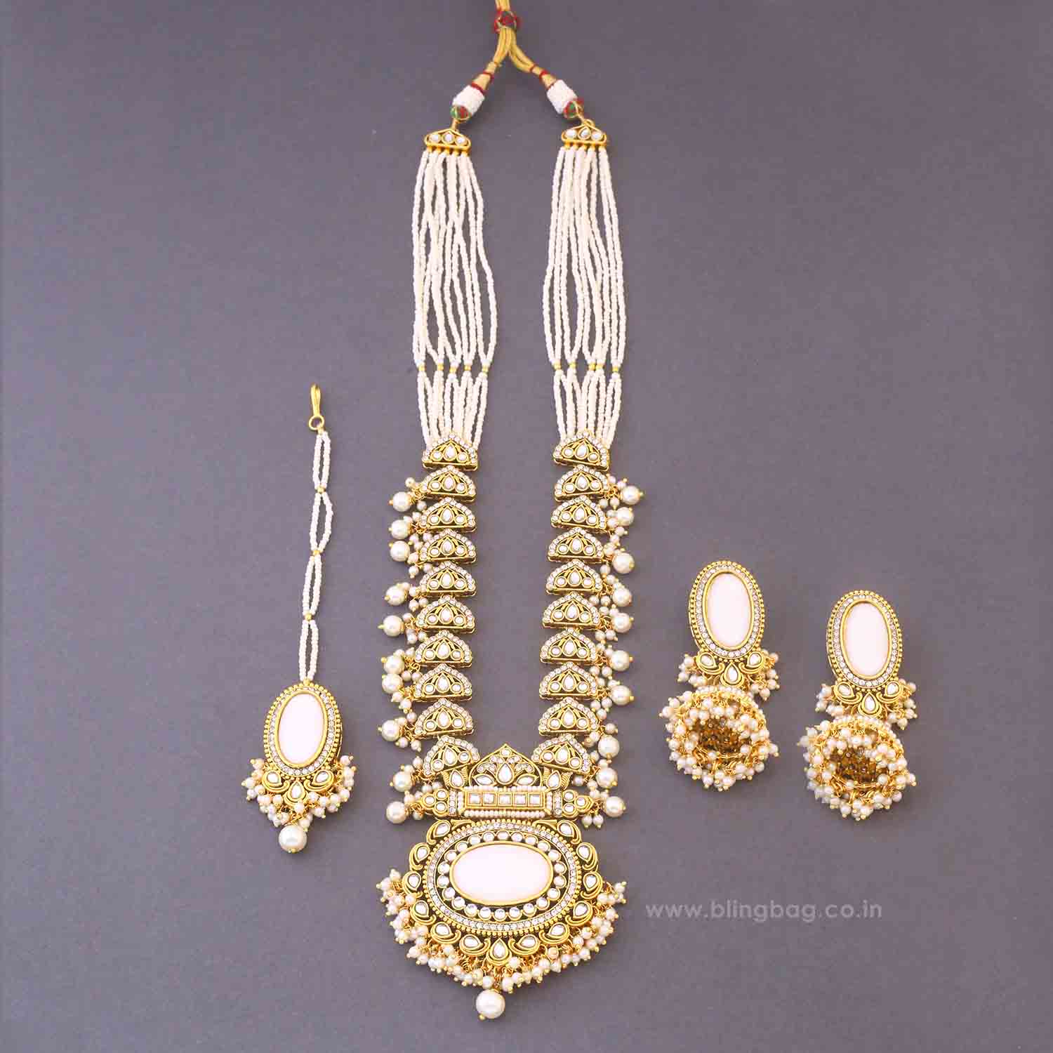 Ivory Ziya Kundan Jewellery Set - Image 4