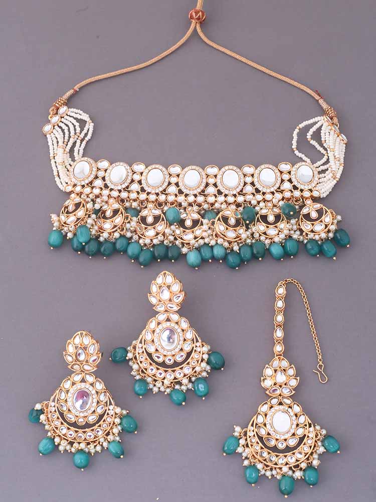 Jade Albina Kundan Jewellery Set - Image 4