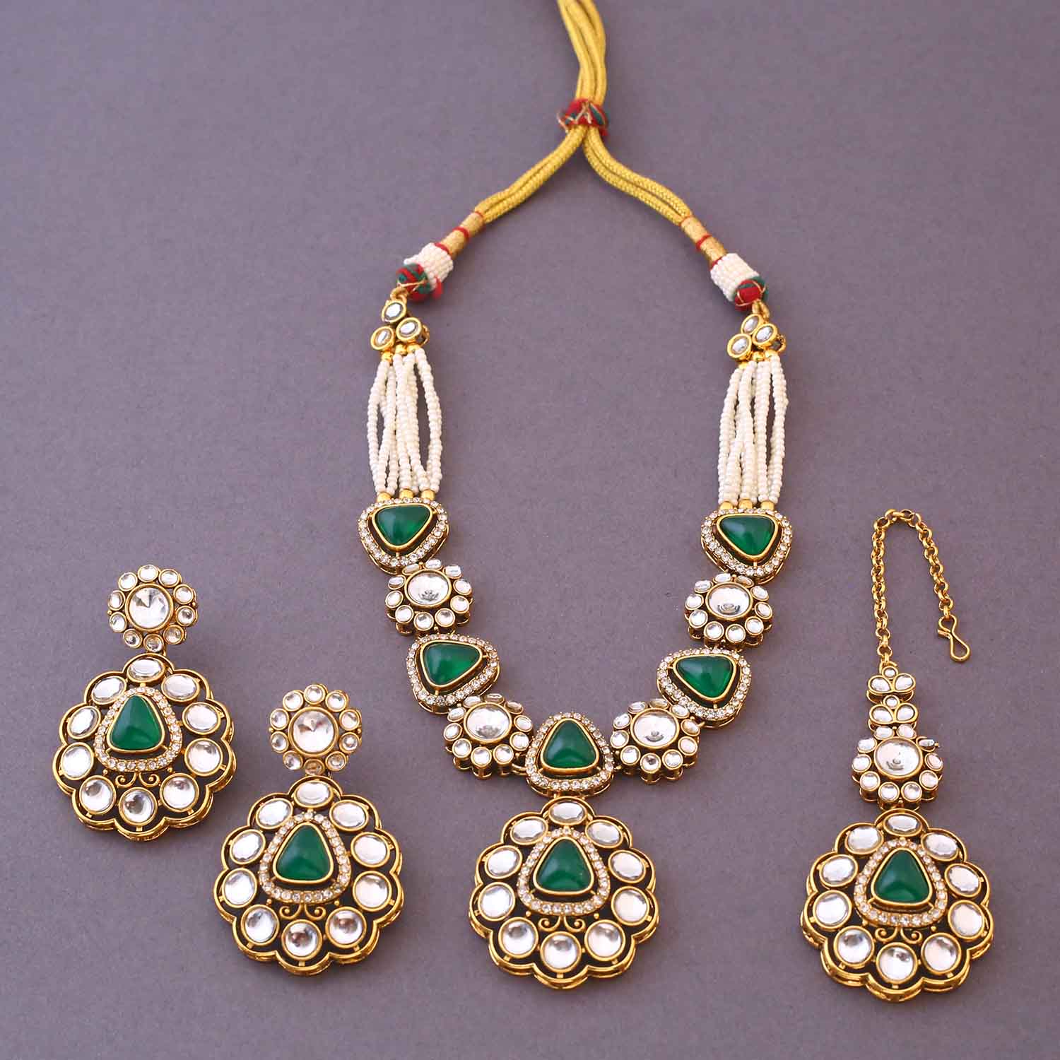 Jade Dhivyashi Kundan Jewellery Set - Image 3